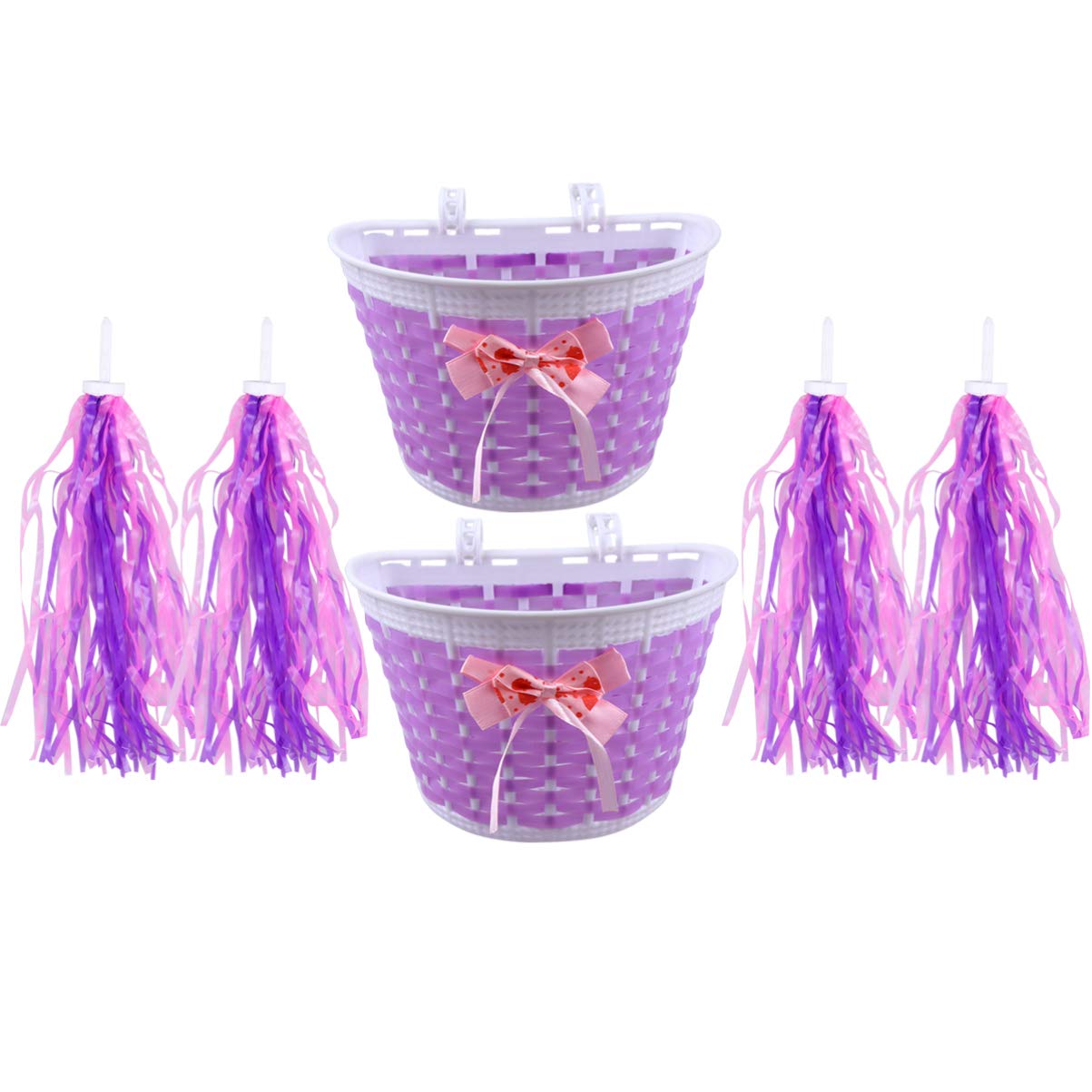 BESPORTBLE 6pcs Bike Handlebar Streamers Basket Set - Colorful Bike Decorations & Accessories for Kids Girls - Perfect for Birthday Gifts, Cycling Parties & Outdoor Adventures
