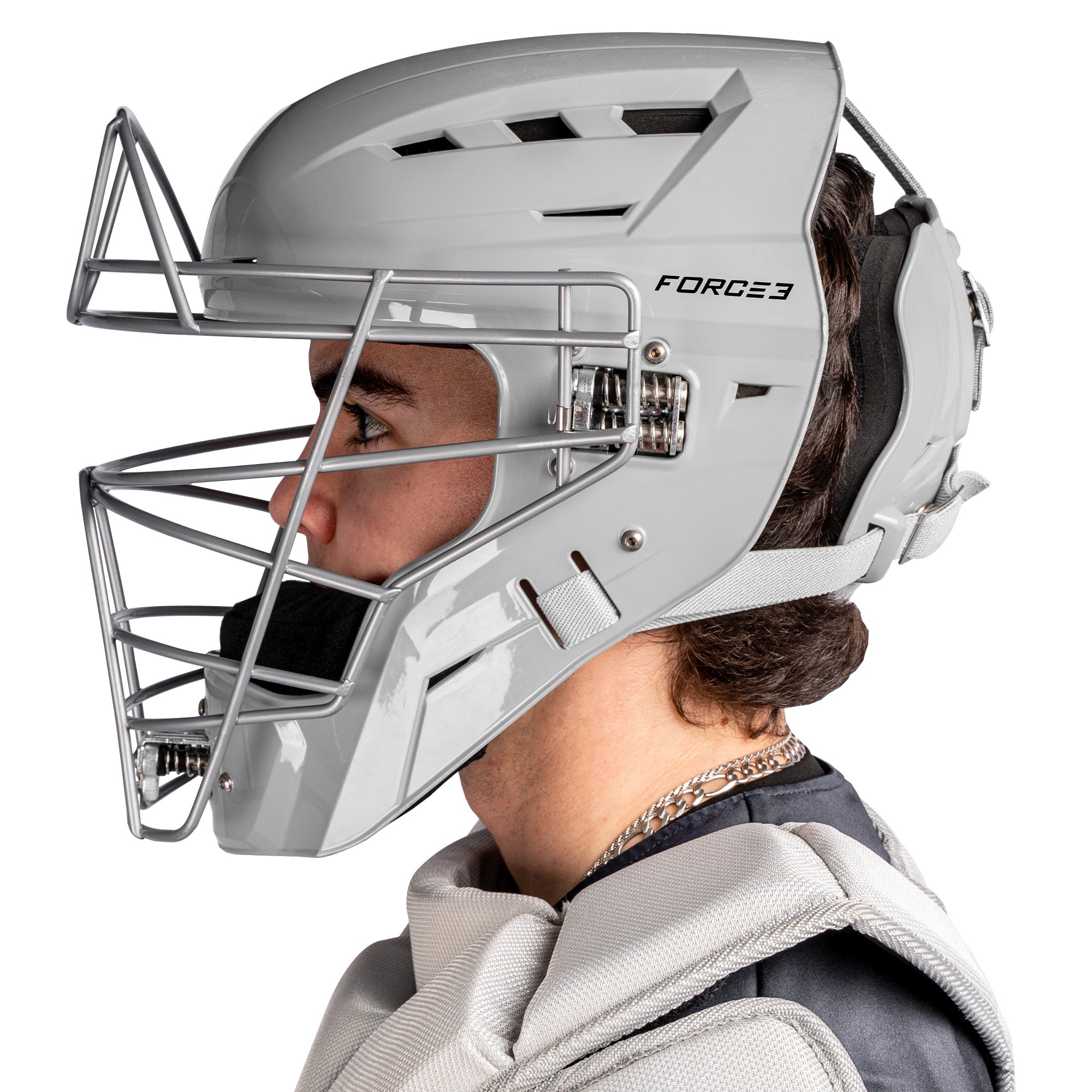 FORCE3 Defender Catcher's Helmet - NOCSAE Certified Baseball Catcher Gear for Maximum Protection | Perfect for Youth & Adult Baseball, Softball Games & Training Sessions