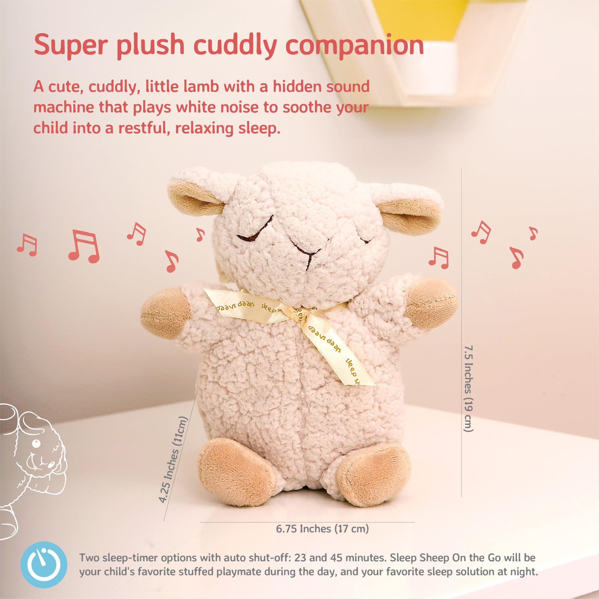 Cloud b White Noise Sound Machine for Sleep - Portable Baby Soother with Adjustable Volume & Auto-Off Timer | Perfect for Travel, Nursery, Office & Meditation | Sleep Sheep On-The-Go Sound Therapy Device