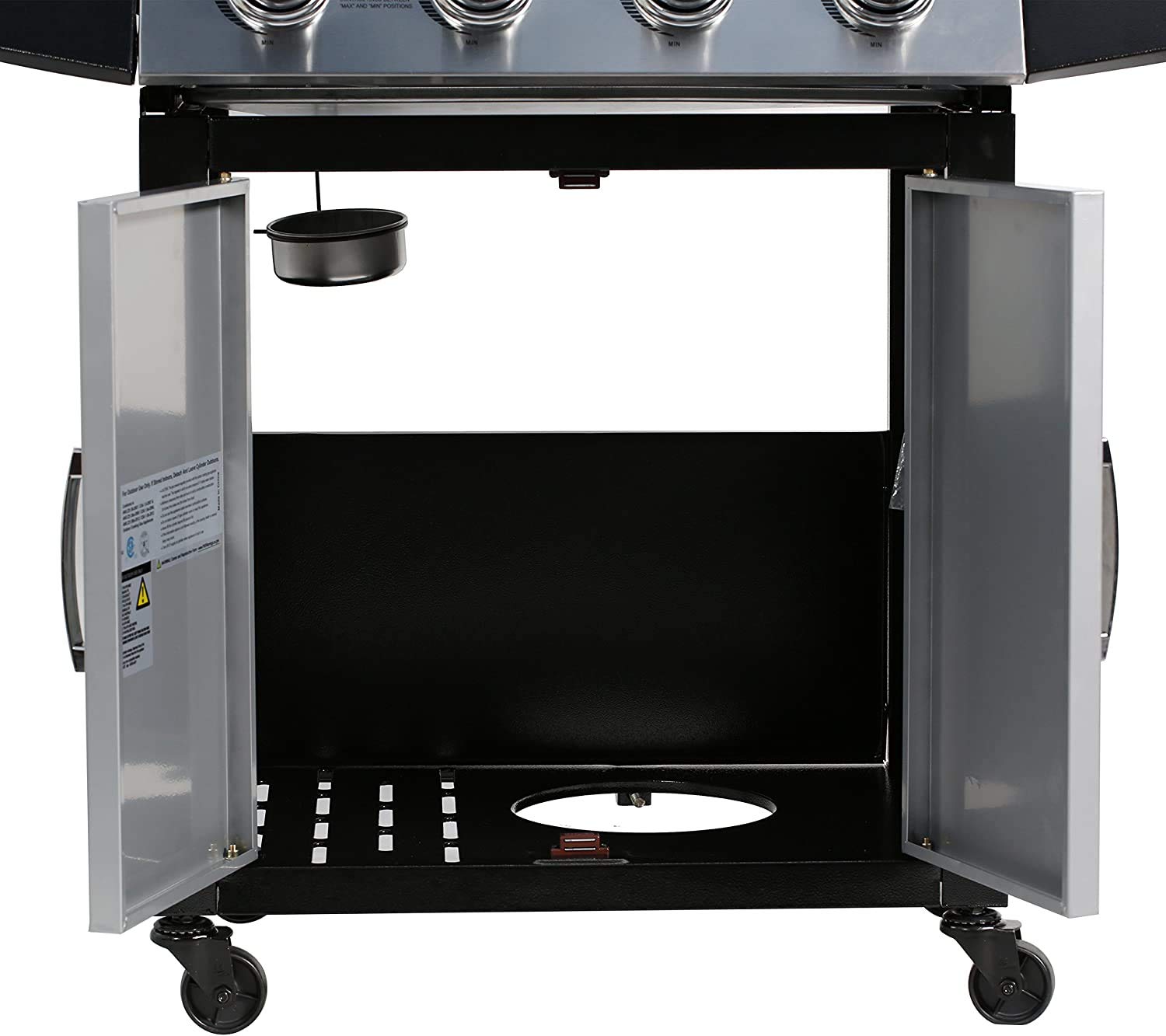 MASTER COOK 4-Burner Outdoor Propane Gas Grill with Side Burner - Stainless Steel BBQ Grill for Backyard, Patio & Camping - Silver Black (Liquid Propane)