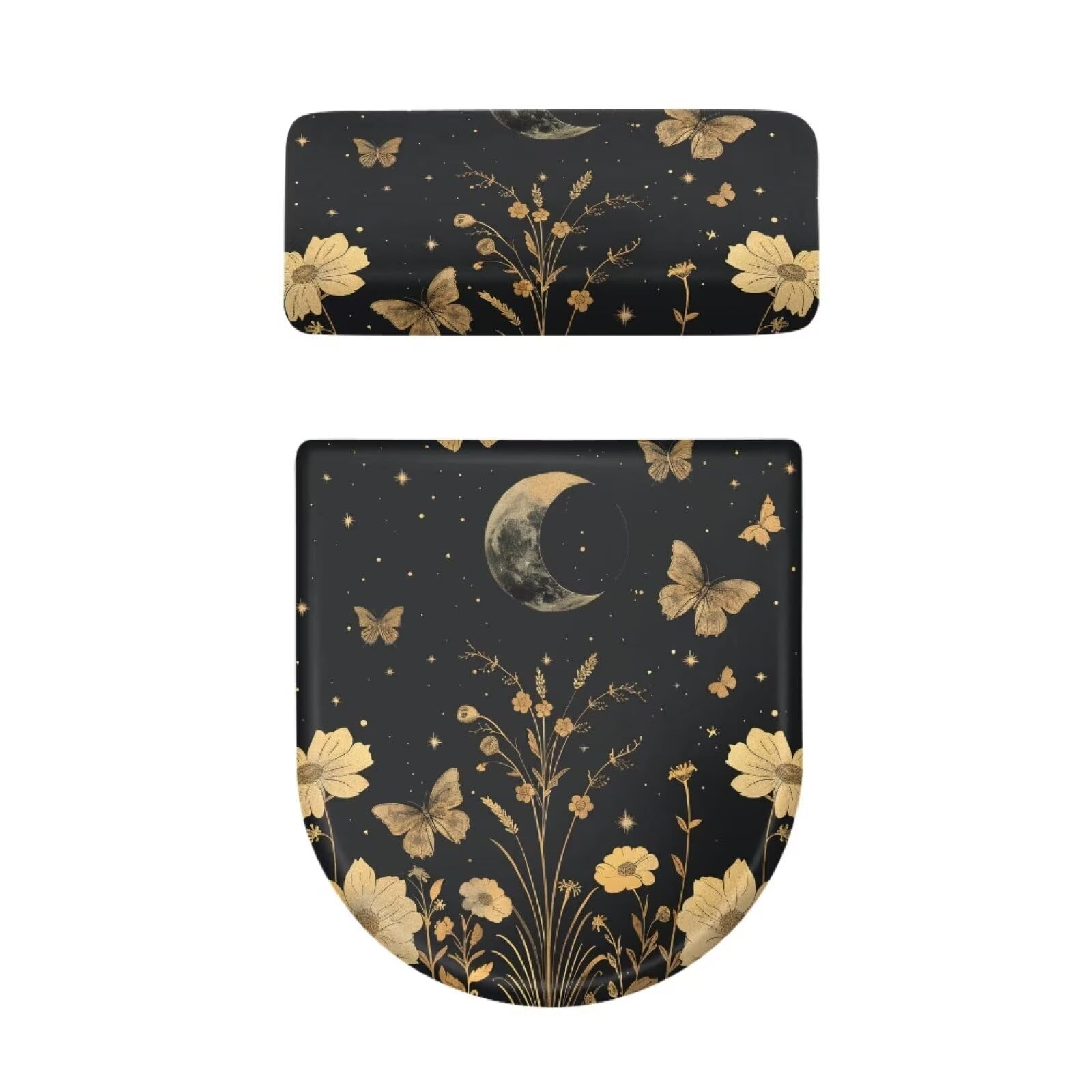 Butterfly Floral Toilet Lid Cover Set - 2PCS Elastic Edge Toilet Seat & Tank Covers for Bathroom Decor, Dust Protection, Easy to Clean - Perfect for Home, Hotel, and Guest Bathroom Decoration