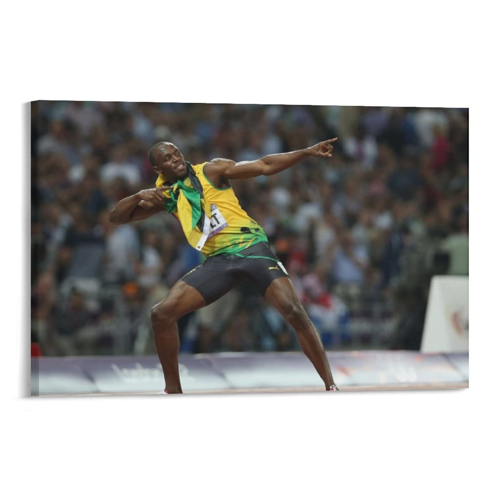 Usain Bolt Poster - Jamaican Sprinter 100m World Record Wall Art - 24x36 Inch (60x90cm) Canvas Print for Bedroom, Living Room & Gym Decor - Perfect Gift for Track & Field Fans & Sports Enthusiasts