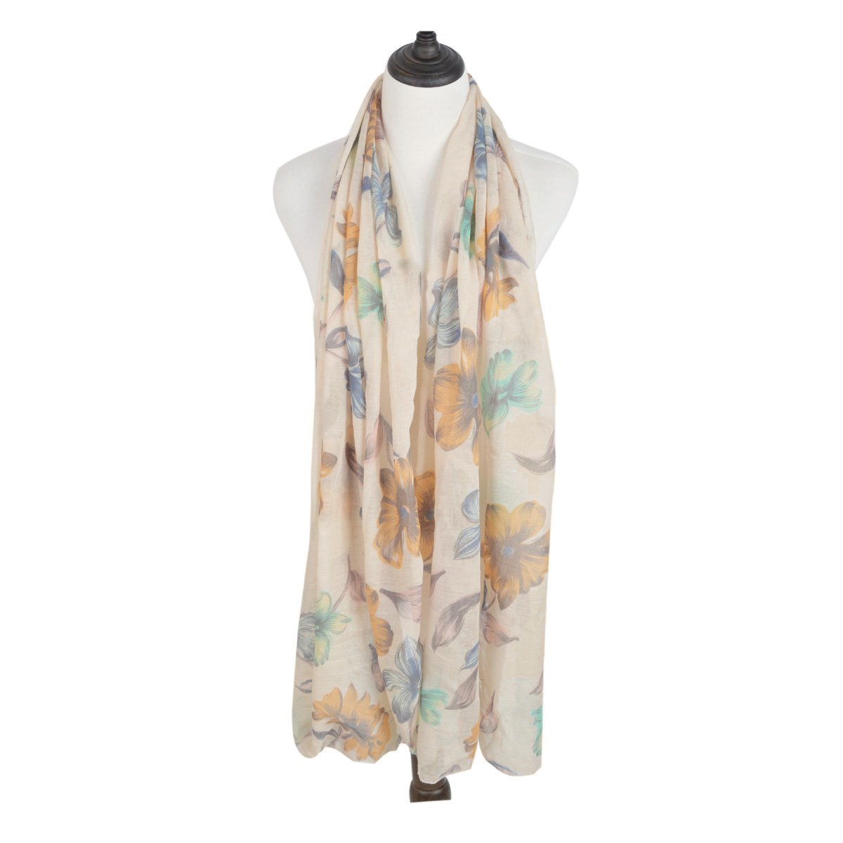Elegant Viscose Floral Print Fashion Scarf Wrap - Lightweight Summer Shawl for Women, Boho Chic Accessory for Beach, Office & Special Occasions