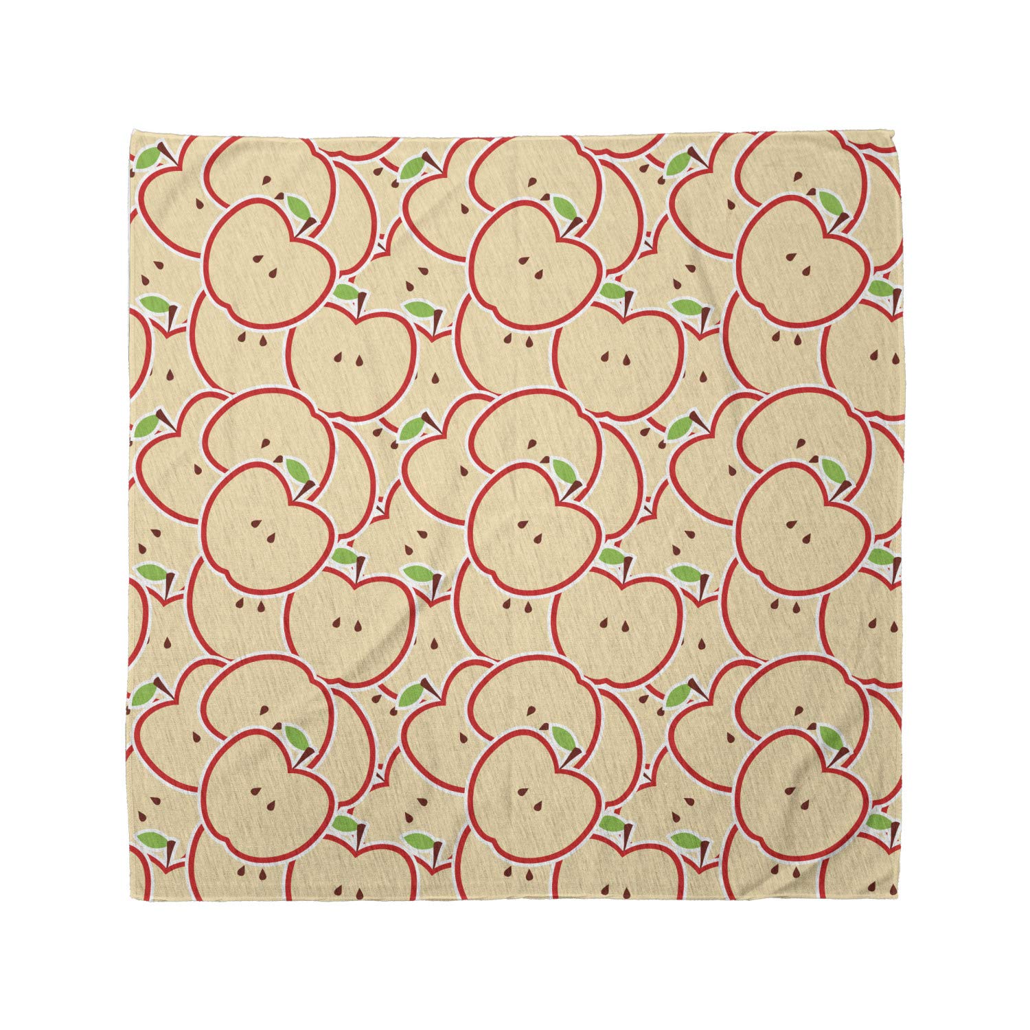Ambesonne Fruits Unisex Bandana - Modern Illustration Fruit Design in Apple Green, Beige, and Red - Perfect for Outdoor Activities, Music Festivals, and Fashion Accessories