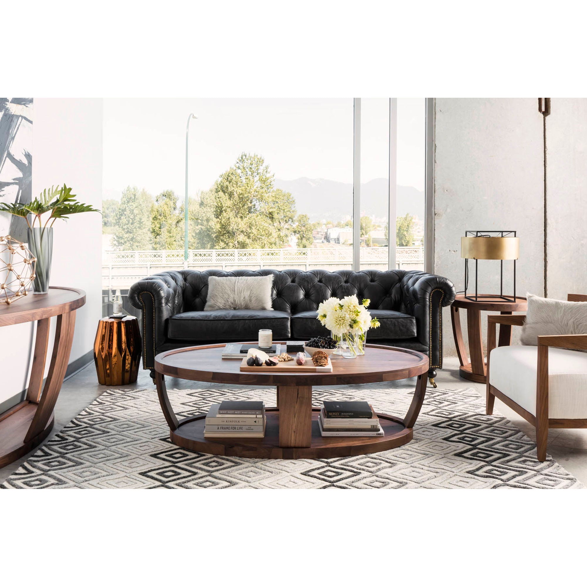 Premium Birmingham Sofa - Genuine Black Leather Couch for Living Room, Lounge & Office - Modern Comfort & Style