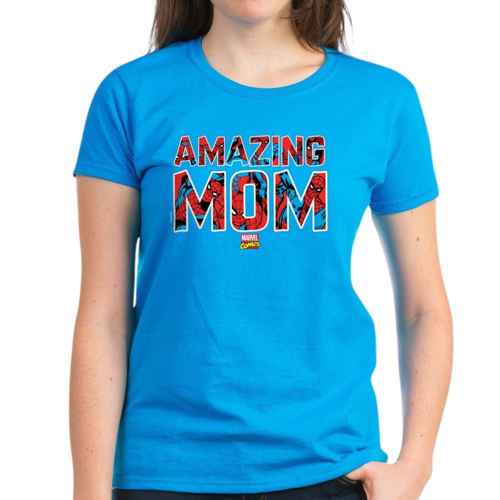 Spider-Man Mom T-Shirt for Women - 100% Cotton Superhero Graphic Tee - Perfect for Mother's Day Gifts, Marvel Fan Apparel & Casual Wear
