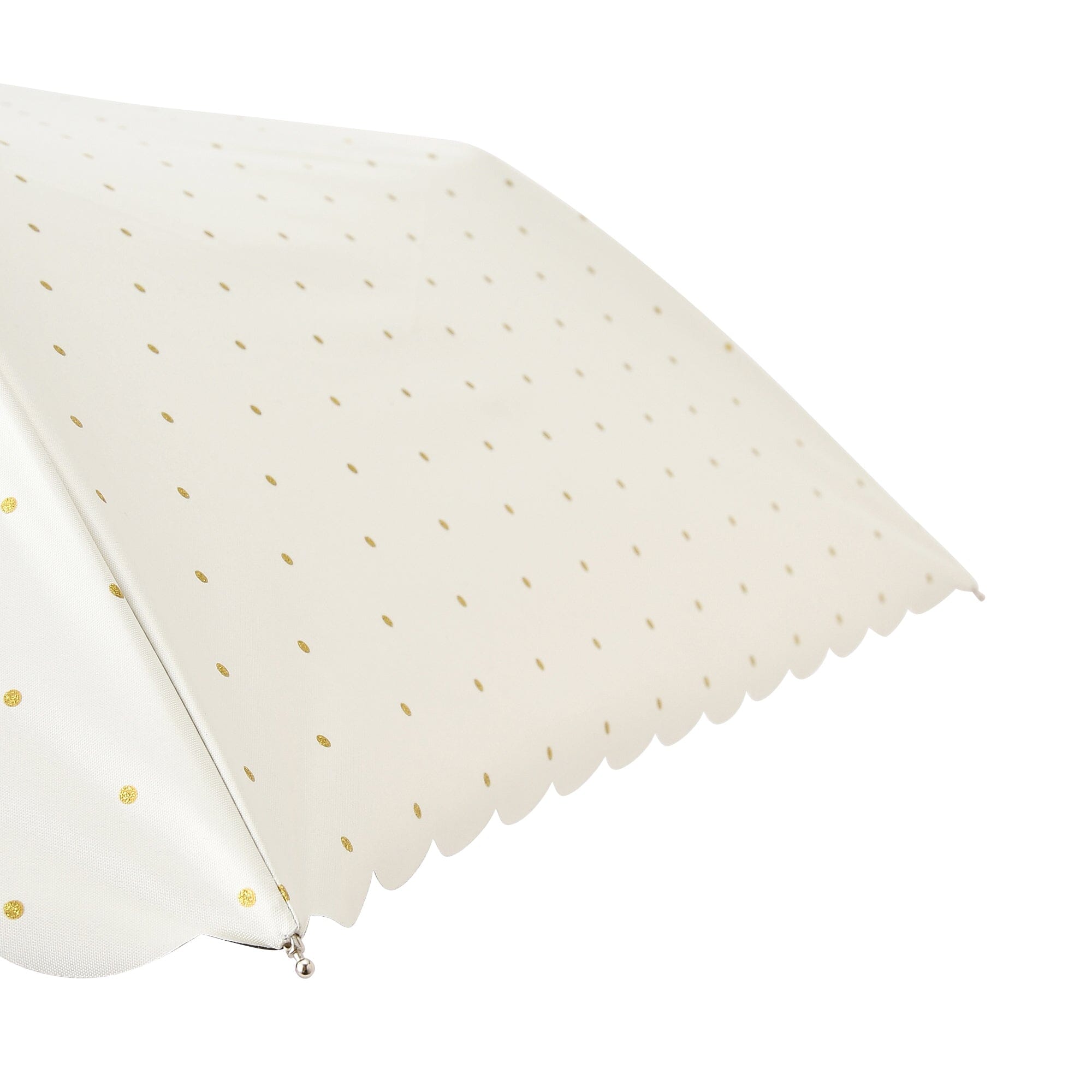 Dot Glitter Heat Cut Folding Umbrella 50cm White - Compact UV Protection & Waterproof for Women & Men - Perfect for Sunny Days, Rainy Weather, Beach, Travel & Outdoor Activities