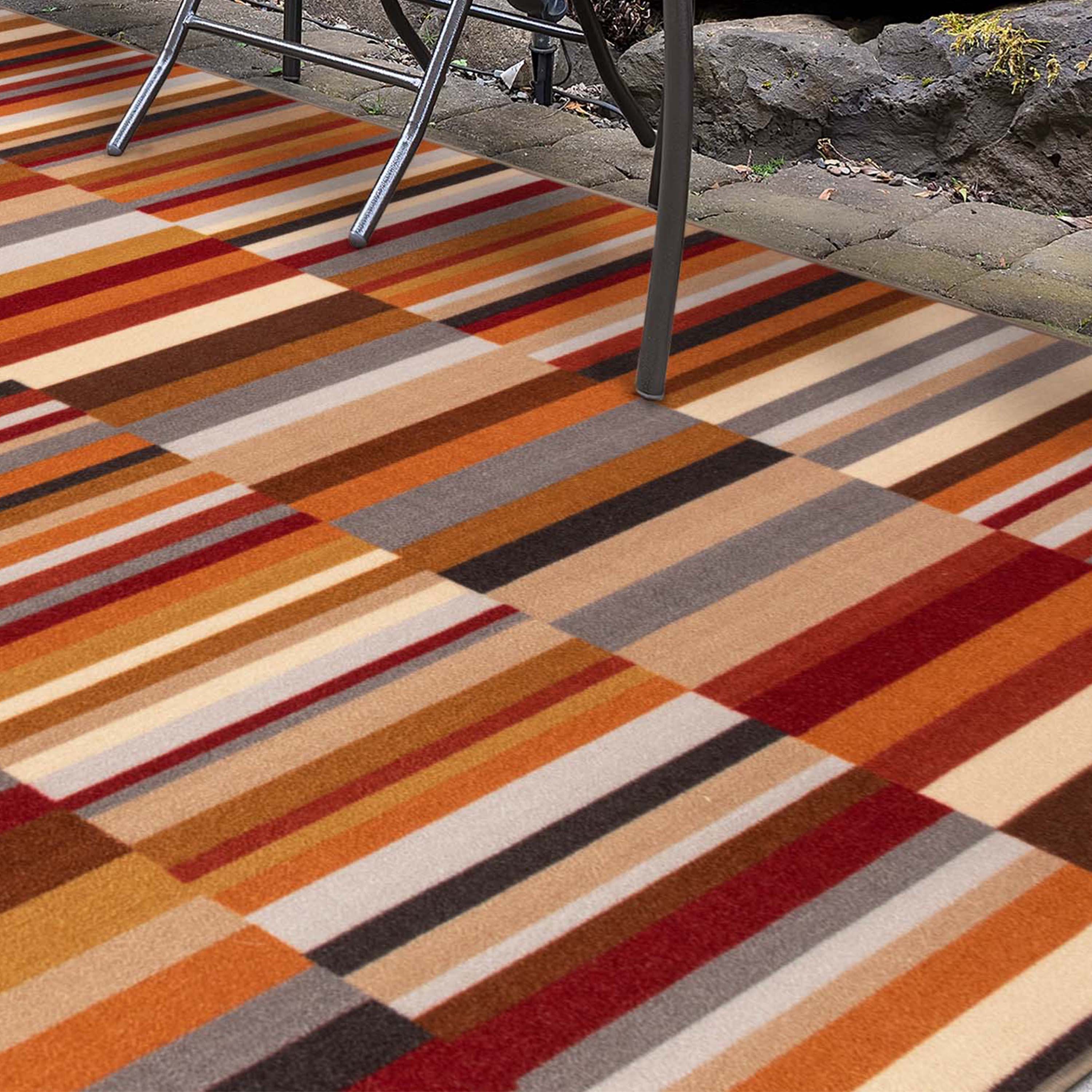 Arden Modern Striped Non-Slip Area Rug - Indoor/Outdoor Use for Living Room, Patio, Bedroom & Entryway | Water-Resistant & Durable Floor Mat