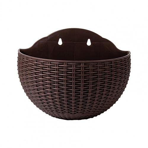 Hanging Planter Wall Mounted Flower Pots - Plastic Wall Hanging Basket for Indoor/Outdoor Plants, Garden Decor (Coffee Color) - Perfect for Balcony, Patio, Living Room & Office Decoration