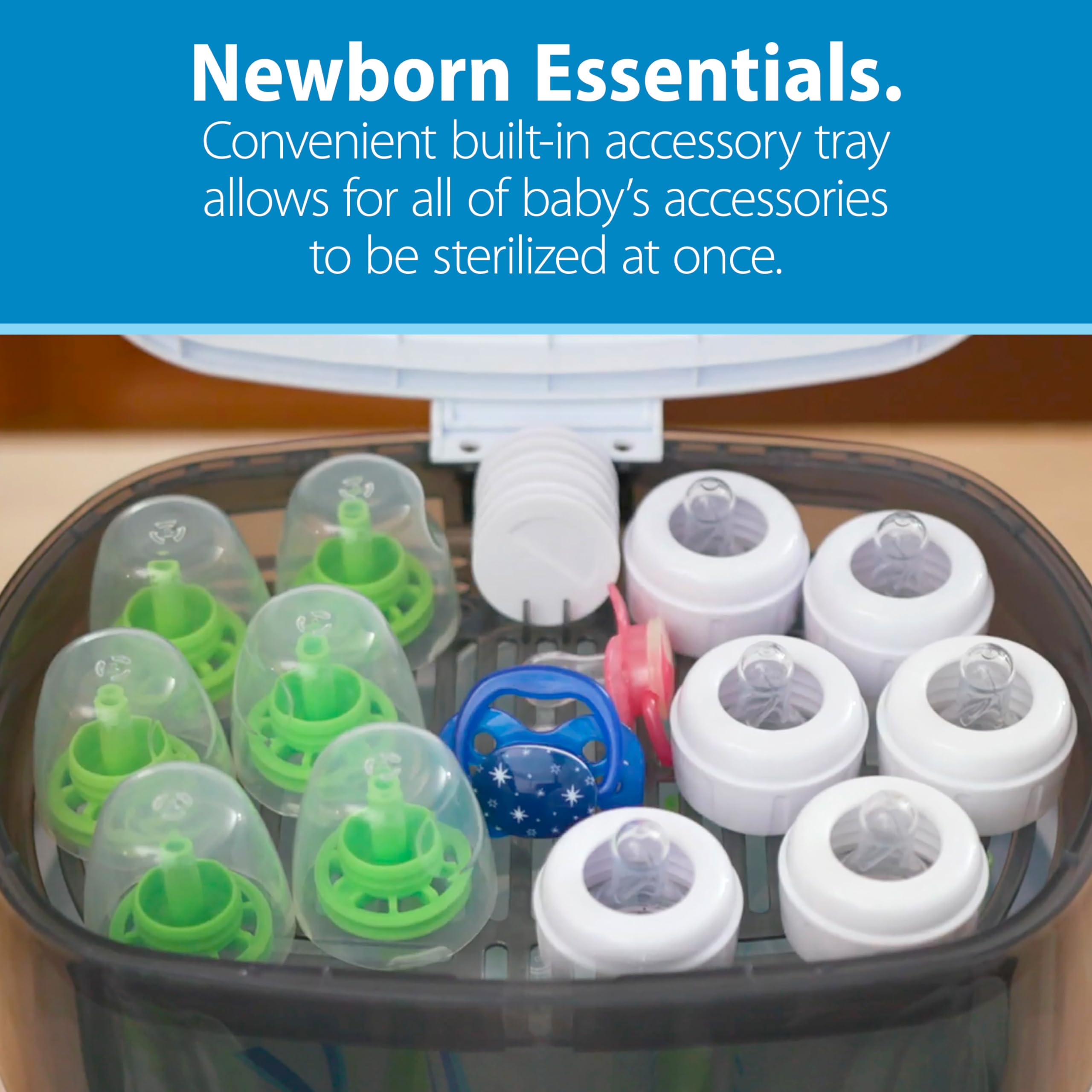 Dr. Brown's Deluxe Baby Bottle Sterilizer - Electric Steam Sterilizing System for Bottles, Pacifiers & Baby Essentials | Anti-Colic BPA-Free 4oz Narrow Neck Bottles (4-Pack) | Perfect for Newborns & Travel Use