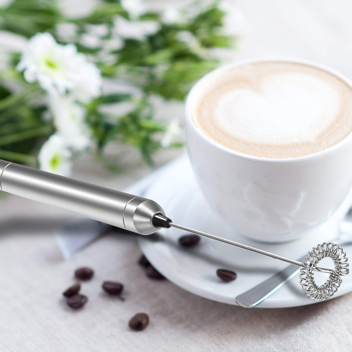 Electric Milk Frother Handheld - Portable Mini Foam Maker for Coffee, Latte & Hot Chocolate - Stainless Steel Battery Operated Espresso Mixer - Perfect for Home, Office & Travel Use