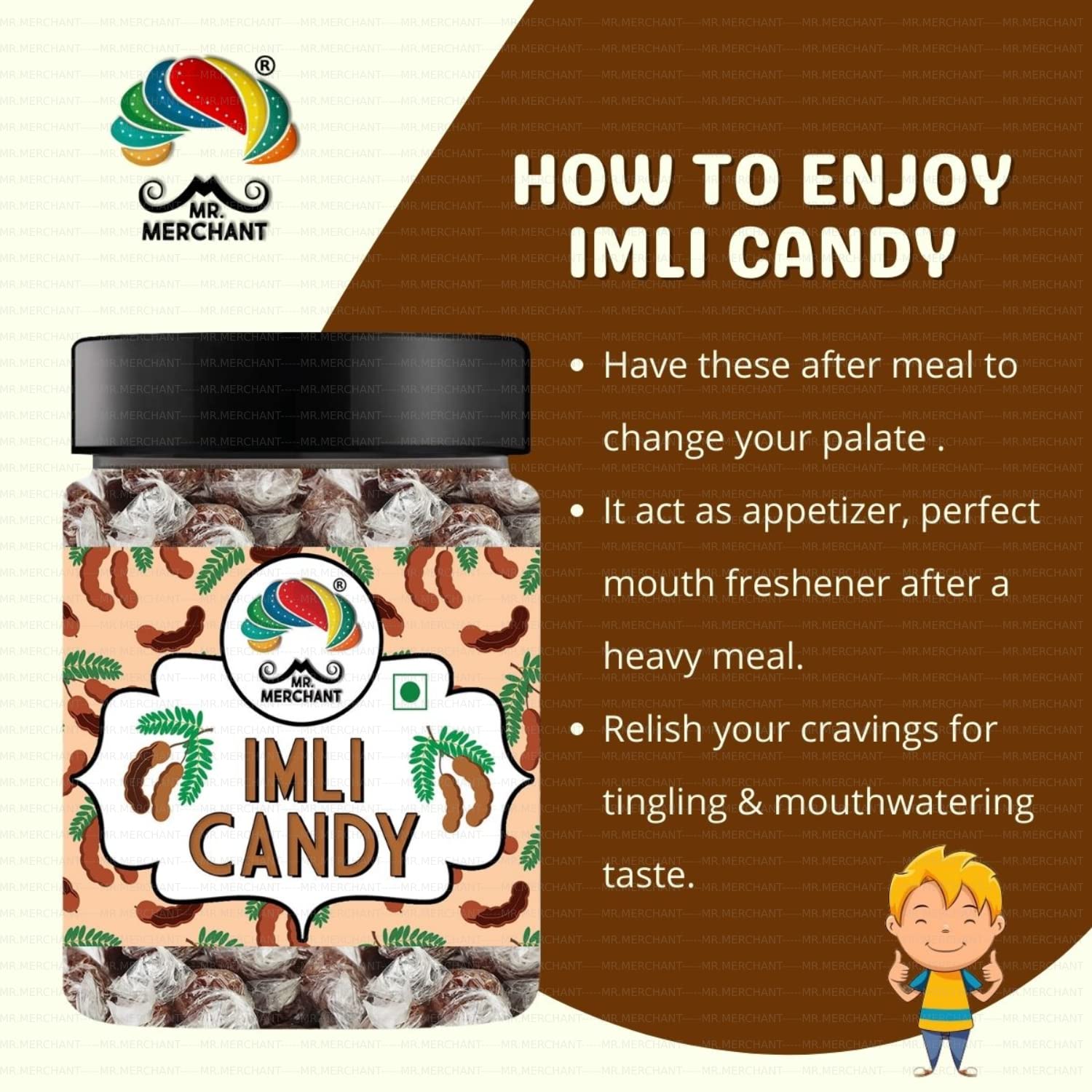 Mr. Merchant Imli Candy - Tangy Tamarind & Fenugreek Twist Candy (300g Jar) | Authentic Indian Sweet & Sour Treat | Perfect for Snacking, Gift Giving & Diwali Celebrations