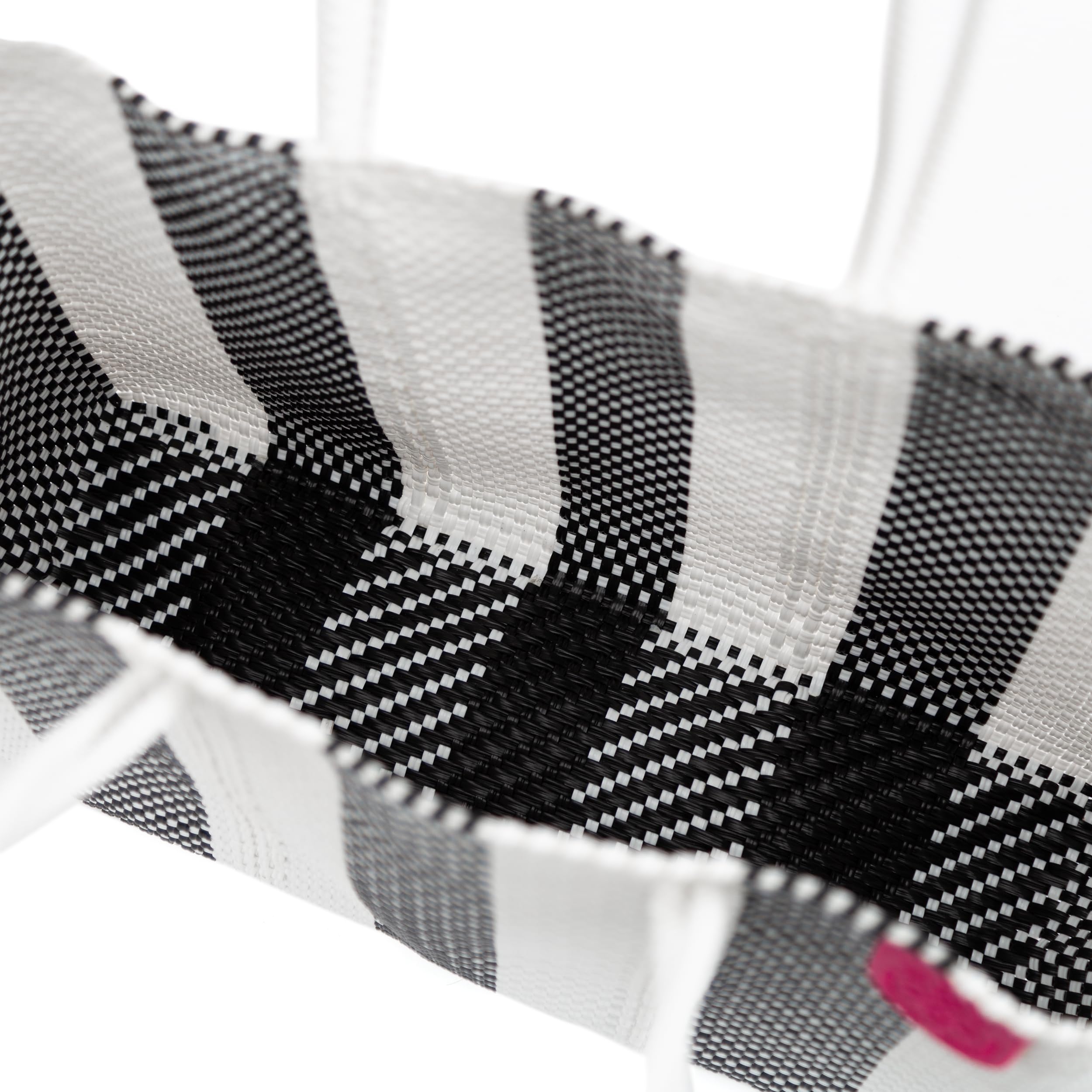 Eco-Friendly Zebra Woven Super Tote Bag - Handwoven Recycled Plastic Mexican Beach Bag - Black & White Water-Resistant Summer Tote for Beach, Shopping & Travel