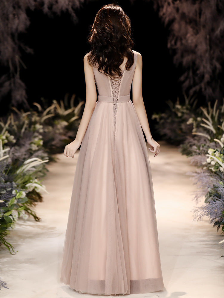 Elegant Champagne Tulle Prom Dress - A-Line Long Evening Gown for Formal Events | Perfect for Homecoming, Quinceañera & Wedding Parties