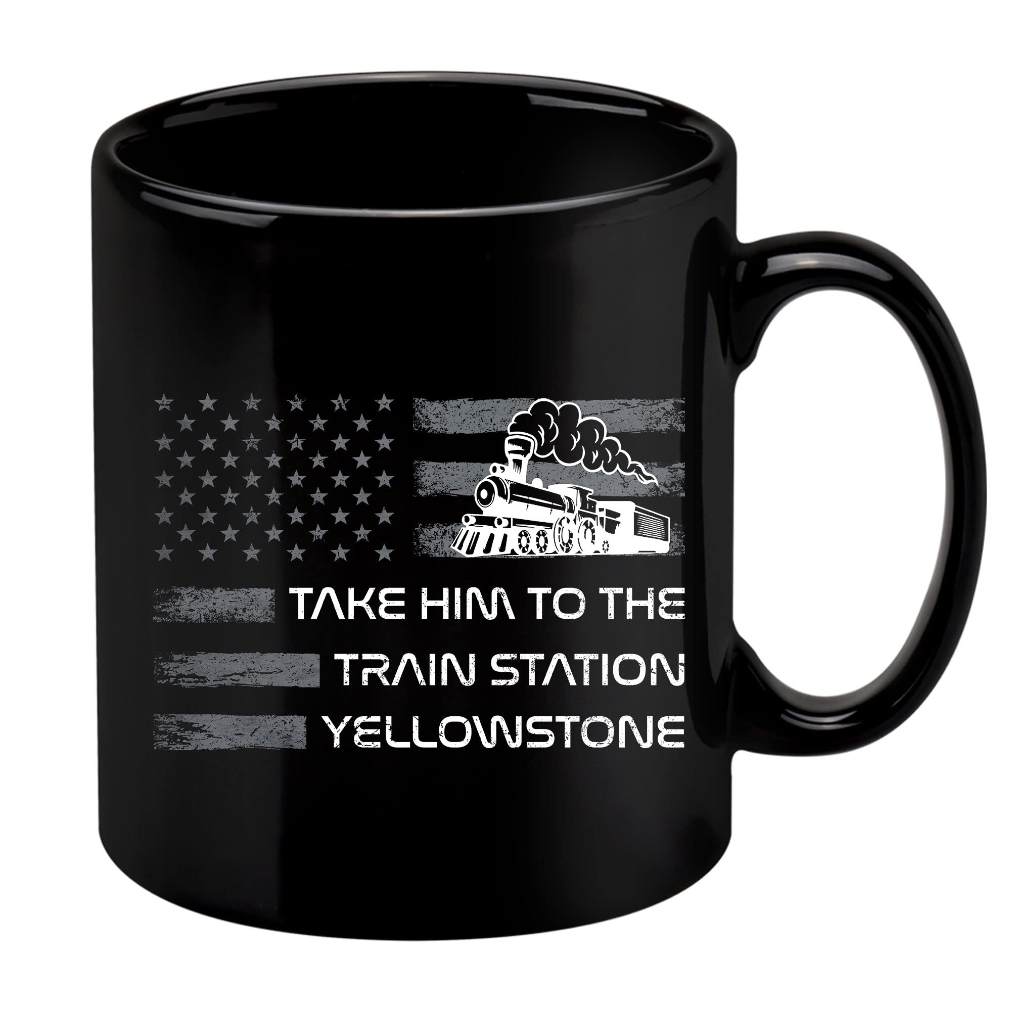 Take Him To The Train Station Funny Coffee Mug - Novelty Sarcastic Quote Tea Cup for Birthday Gifts & Office Humor - Perfect for Coffee Lovers, Coworker Gifts & Train Enthusiasts