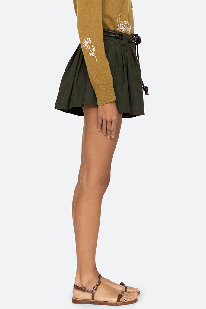Sea New York Shai Sportswear Belted Shorts in Army Green - Stylish Casual & Athletic Wear for Women | Perfect for Gym, Running, and Everyday Comfort