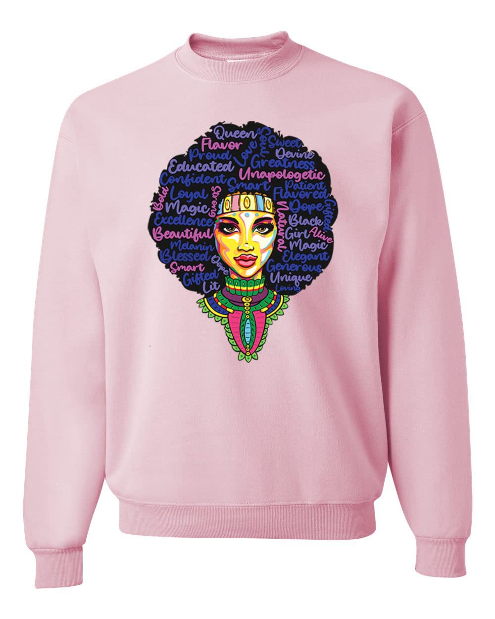 Wild Bobby Queen Bee Strong Black Woman Black Pride Unisex Crewneck Graphic Sweatshirt - Black History Month Apparel, African American Empowerment Clothing for Women & Men - Perfect for Casual Wear, Street Style & Cultural Events