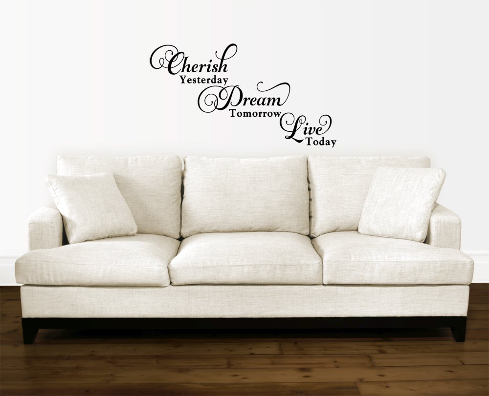 Inspirational Vinyl Wall Decal Sticker - 'Cherish Yesterday, Dream Tomorrow, Live Today' Quote Art for Home & Office Decor | Perfect for Bedroom, Living Room & Workspace Motivation