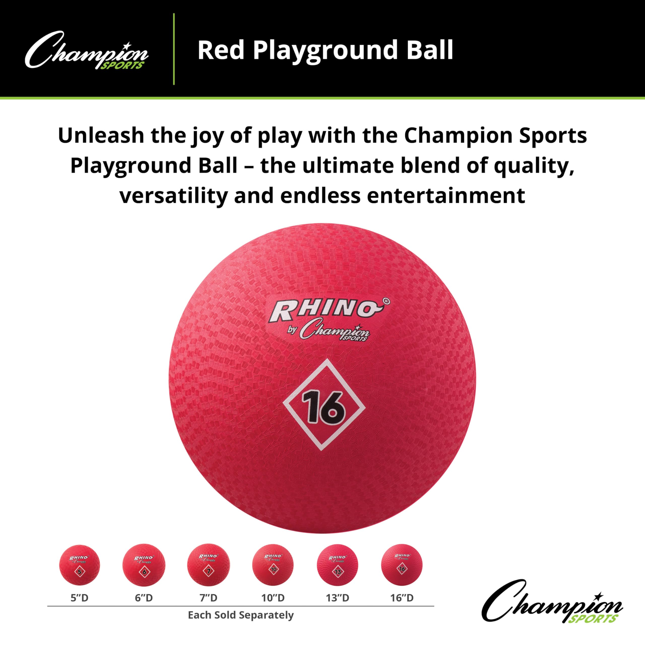 Champion Sports Playground Ball - Durable Rubber Kickball for Kids & Adults - Perfect for School PE, Recess, Backyard Games & Team Sports Activities
