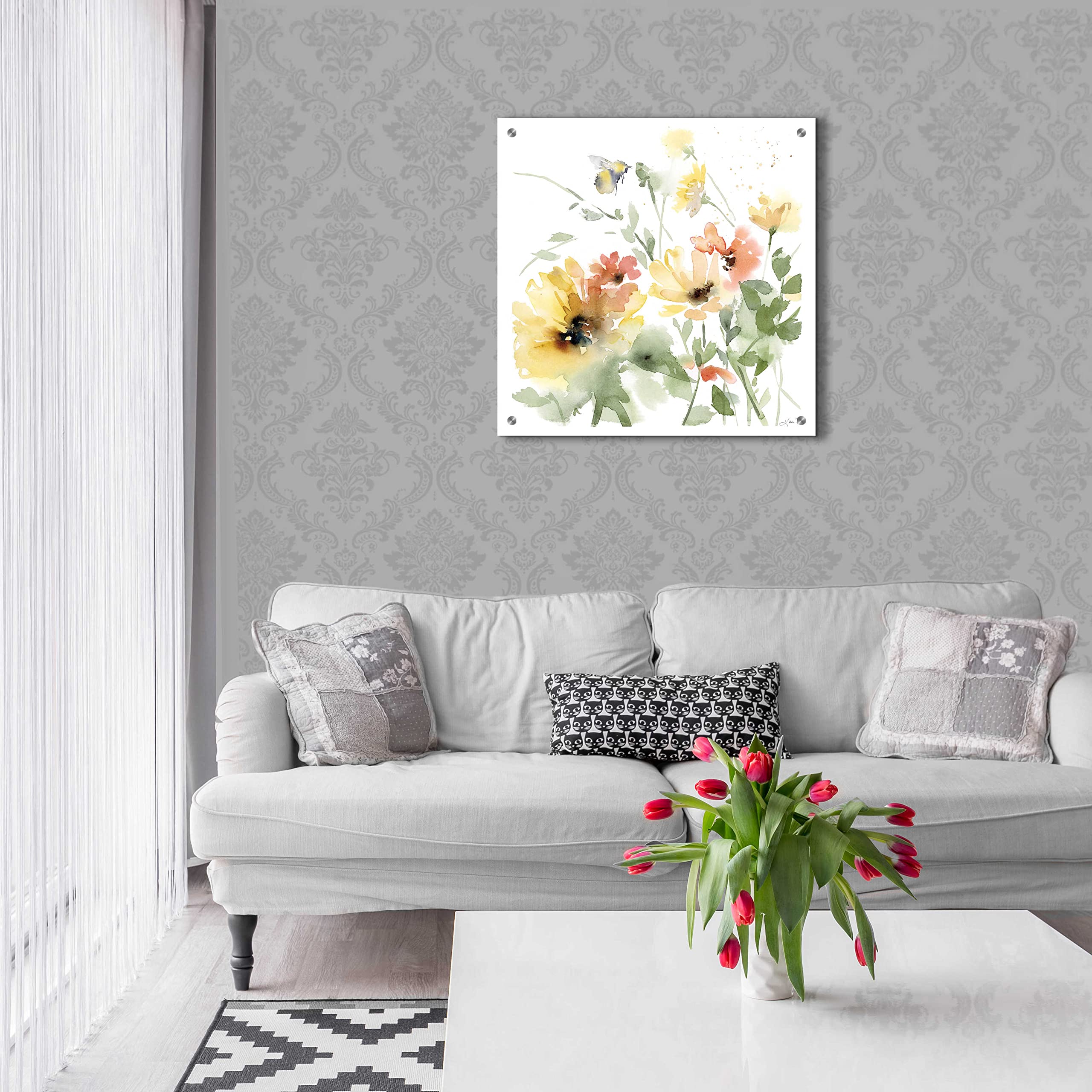 Epic Art 'Sunflower Meadow I' by Katrina Pete - 24x24 Inch Vibrant Acrylic Glass Wall Decor - Perfect for Living Room, Bedroom & Office Decorations