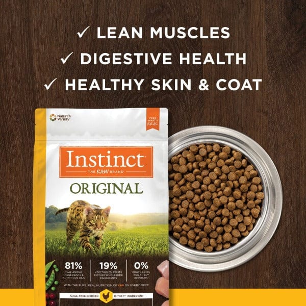 Instinct Original Grain-Free Dry Cat Food with Real Chicken - High Protein Natural Kibble for Indoor & Outdoor Cats - Perfect for Daily Meals & Healthy Digestion