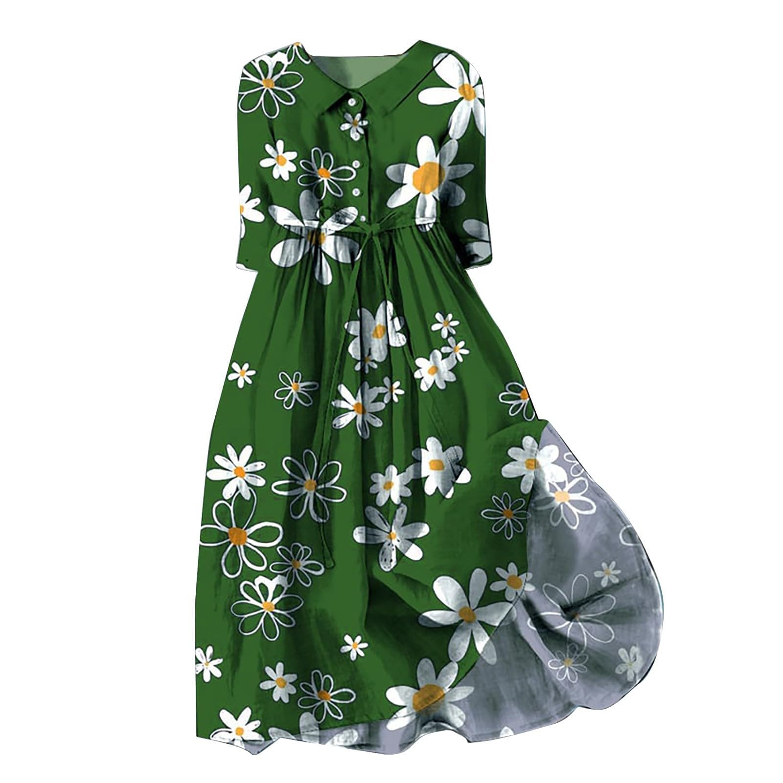 2025 Trendy Women's Summer Casual Lace-Up Long Sundress - Boho Button Beach Dress for Vacation, Travel & Outdoor Activities