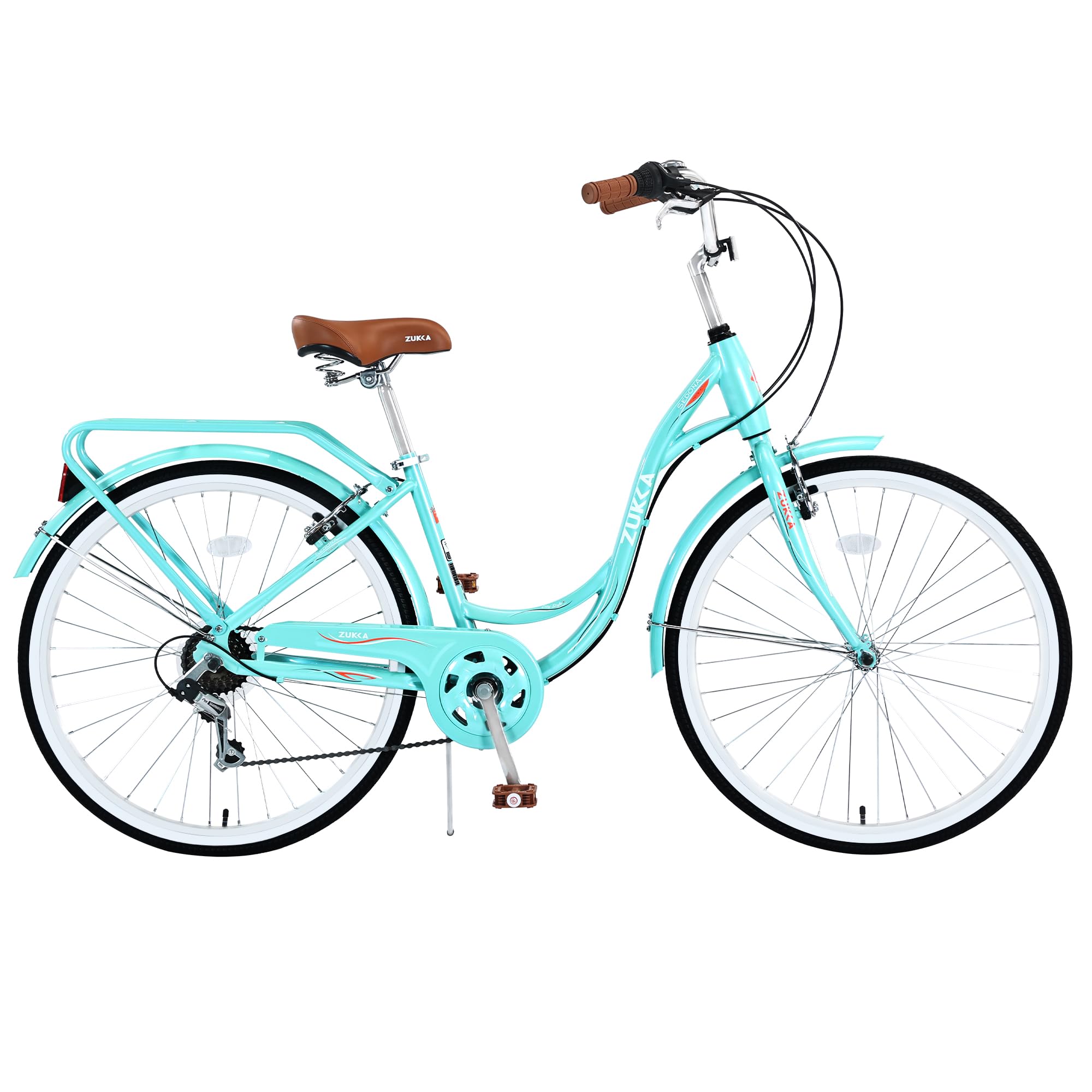 26 Inch Women's Bike with 7-Speed Twist Shifter, Steel Frame & Adjustable Seat - Perfect for Commuting, Exercise & Leisure Riding for Women & Adults