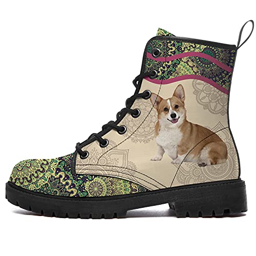 Waterproof Dog Boots for Men & Women - Combat Style Round Toe Ankle Boots with Lace Up & Low Heel - Durable Work Boots for Outdoor Activities, Hiking & Daily Wear