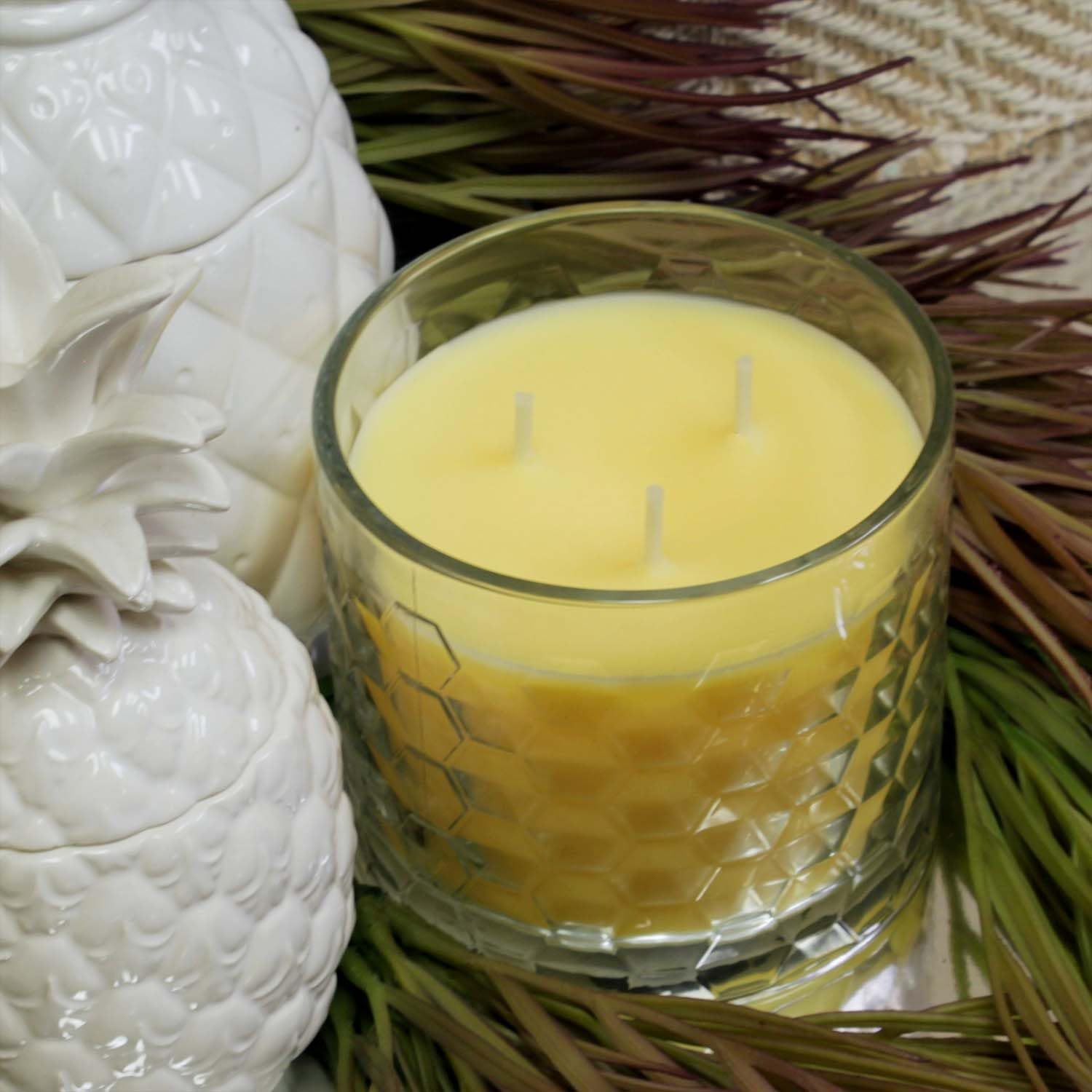 Habersham Polynesian Pineapple 3-Wick Scented Candle - 40 Hour Burn Time, Long-Lasting Fragrance, Soy Wax Blend in 12.5oz Glass Jar - Perfect for Home Decor, Relaxation & Gift Giving