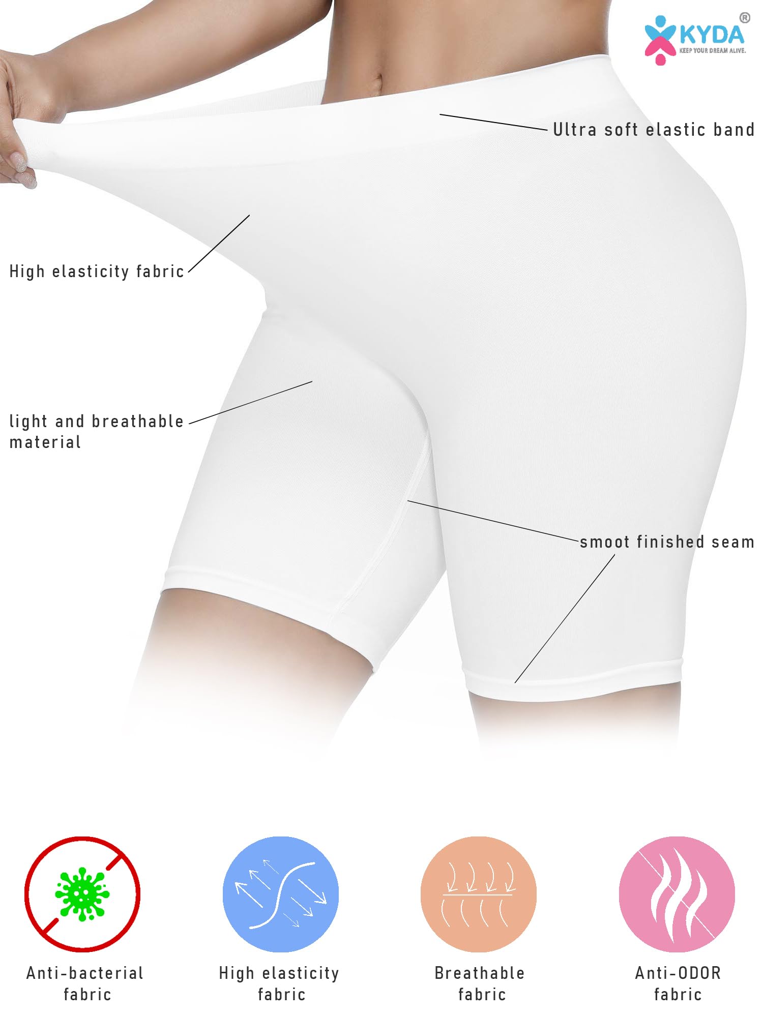 KYDA® Women's Anti-Bacterial Cycling Shorts - High Waist Stretchable Yoga & Gym Workout Shorts with Built-in Under Skirt | Perfect for Biking, Yoga, Running, and Everyday Wear