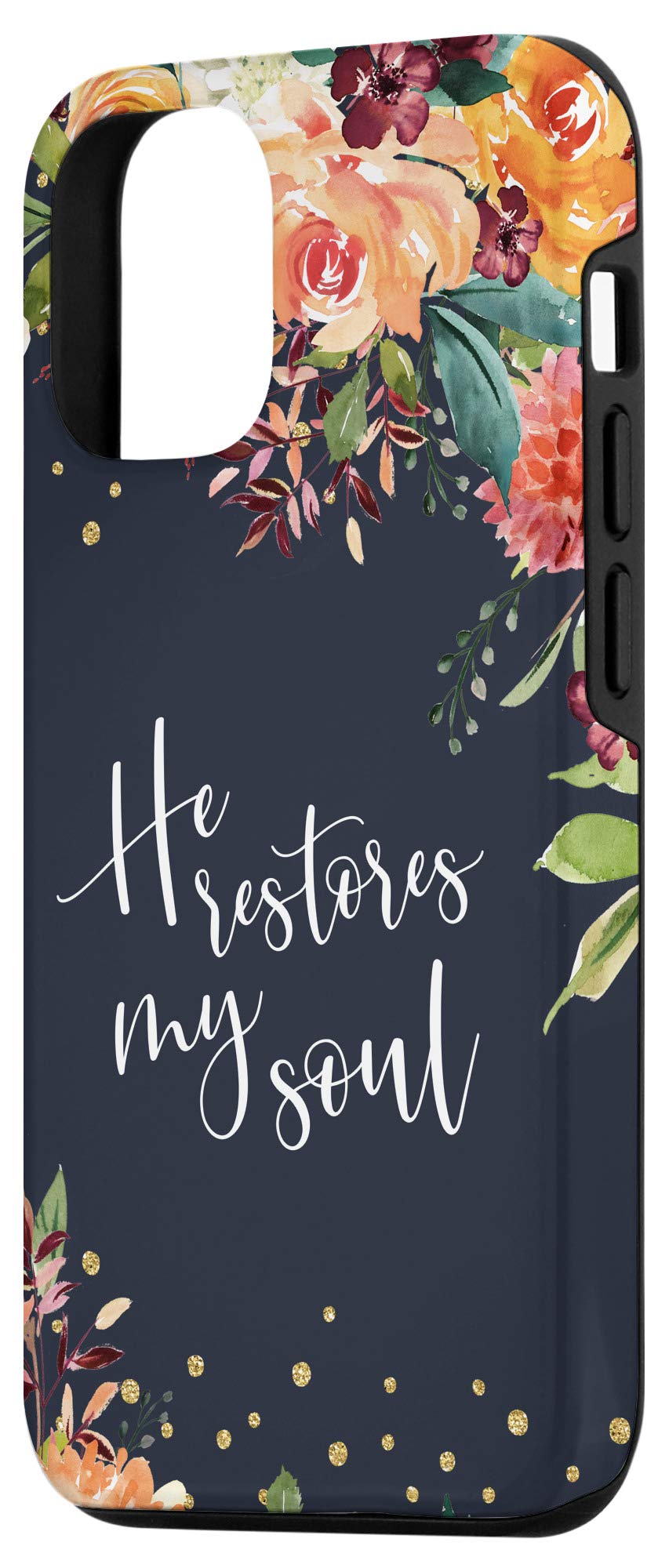 iPhone 12/12 Pro Christian Bible Verse Case - Psalm 23:3 'He Restores My Soul' Phone Cover for Religious Protection & Daily Inspiration