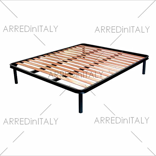 Iron Single Bed Frame in Black Graphite with Swivel - Includes Orthopedic Wooden Slat Base 85 x 190 cm - Made in Italy - ARR070 - Perfect for Small Bedrooms, Guest Rooms, and Modern Apartments