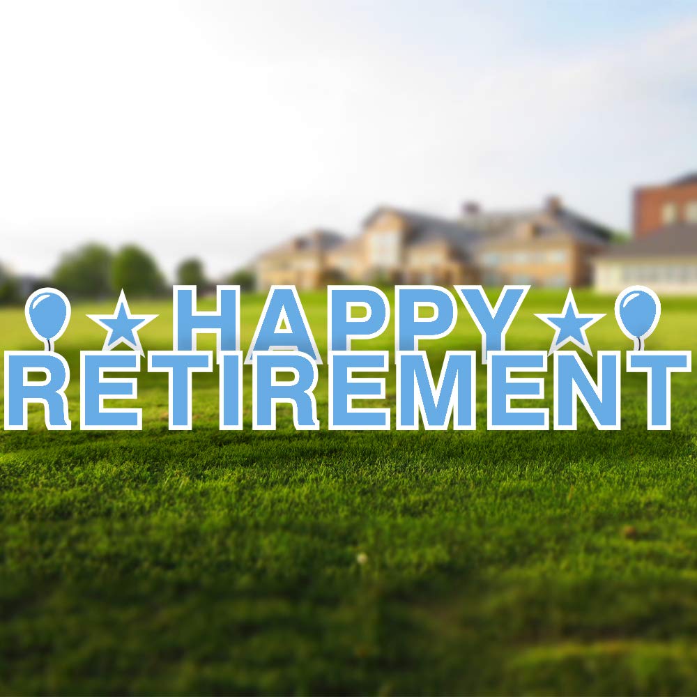 Happy Retirement Yard Sign – 18 Inch Tall Corrugated Plastic Retirement Decor with Stakes & Emojis – Perfect Outdoor Retirement Party Decoration & Gift Idea (Sky Blue) – Great for Backyard Celebrations, Office Farewells & Retirement Parties