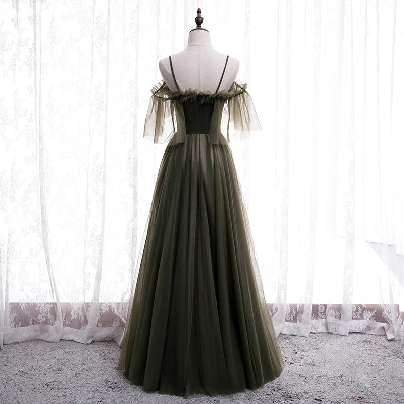 Elegant Dark Green Tulle Prom Dress - A-Line Evening Gown for Formal Parties & Special Occasions | Perfect for Homecoming, Quinceañera & Black Tie Events