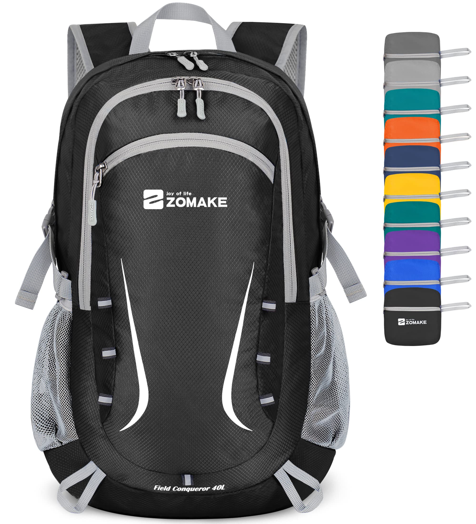 ZOMAKE 40L Lightweight Foldable Hiking Backpack - Water Resistant Packable Daypack for Travel, Camping & Outdoor Adventures | Compact Carry-On Backpack for Hiking, Gym & Daily Use