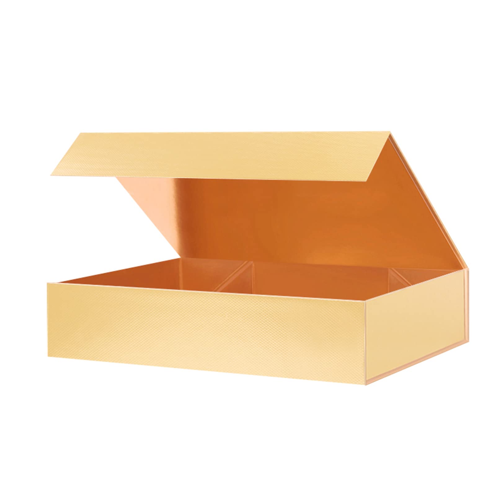Premium 11x7.8x2.3 Inch Christmas Gold Magnetic Gift Box with Lid - Luxury Shirt Packaging Box with Gold Grain Texture - Perfect for Holiday Gifts, Jewelry, Watches & Special Occasions