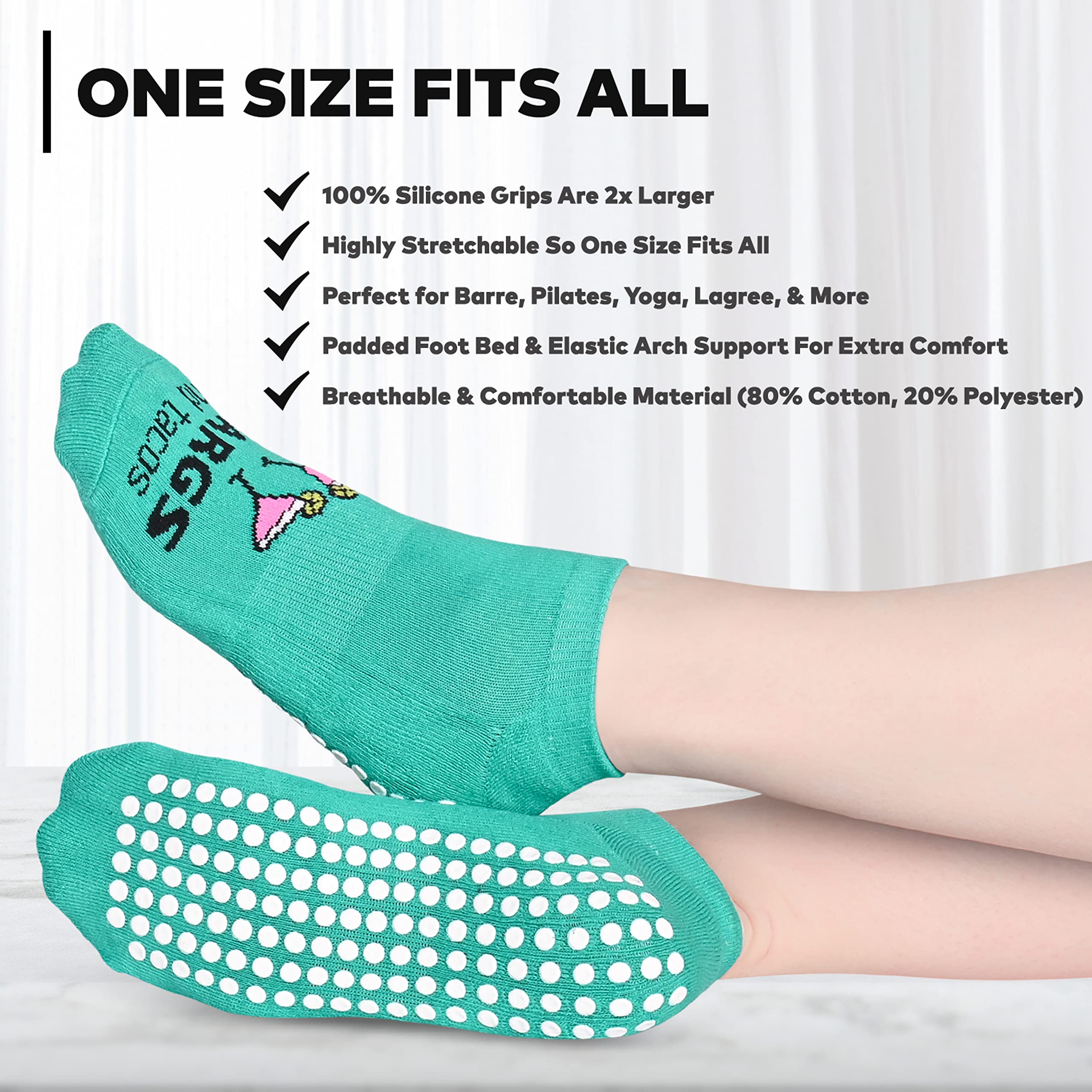 Non-Slip Sticky Grip Socks for Women - Perfect for Barre, Pilates, Lagree, Yoga & Dance - Stay Secure During Workouts & Home Fitness Sessions