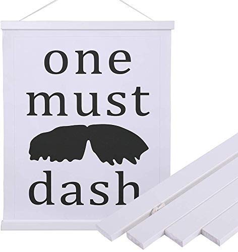 ArtMag 2-Pack Magnetic Poster Hanger Frame - 22x34 22x28 22x30 Inches Light Wood Wooden Magnet Canvas Artwork Print Dowel Hanging Kit (White, 22 Inch) - Perfect for Home Decor, Office Wall Art & Gallery Displays