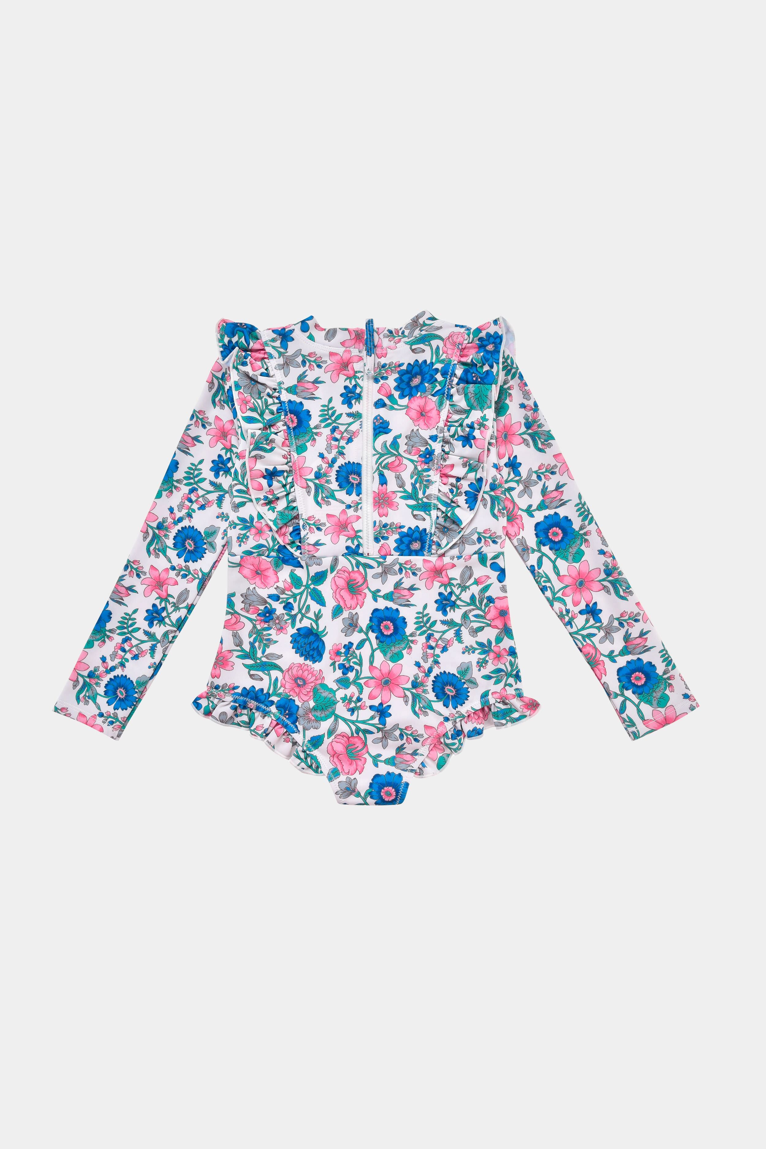 Blue Summer Meadow Aurelie Bathing Suit - Women's Floral Print One Piece Swimsuit for Beach, Pool & Vacation | Comfortable & Stylish Swimwear