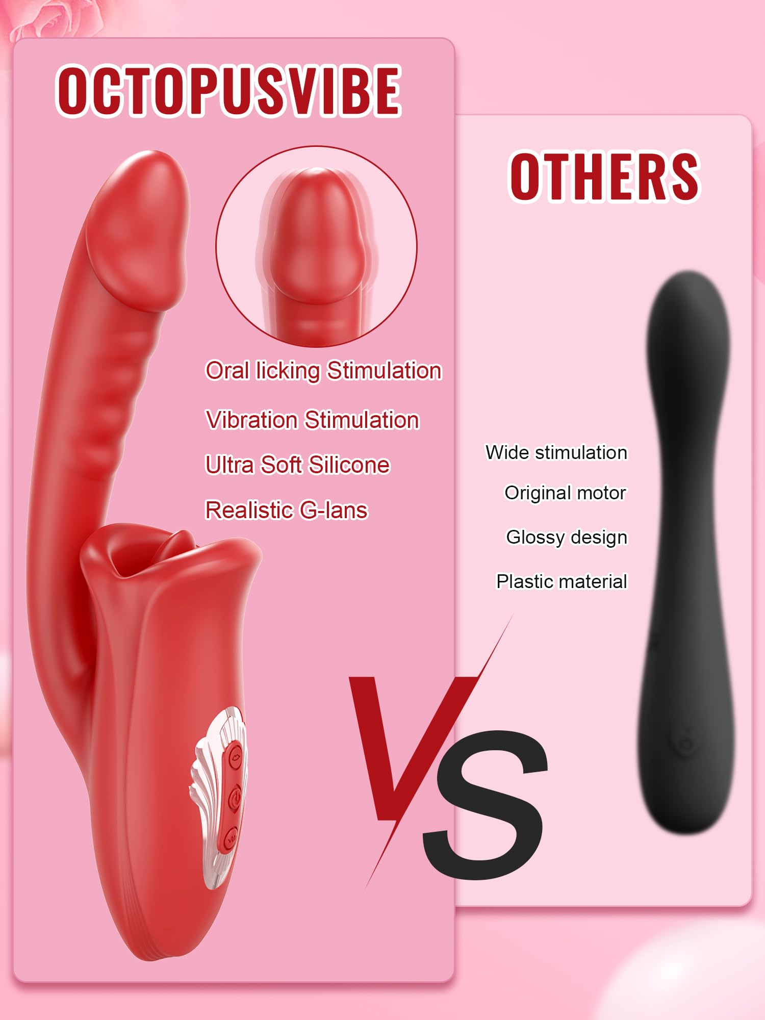 Realistic Tongue Rose Dildo Vibrator - 3-in-1 G-Spot & Clitoral Stimulator with 10 Vibration Modes & Licking Function for Women & Couples | Perfect for Solo Play & Intimate Couples Moments