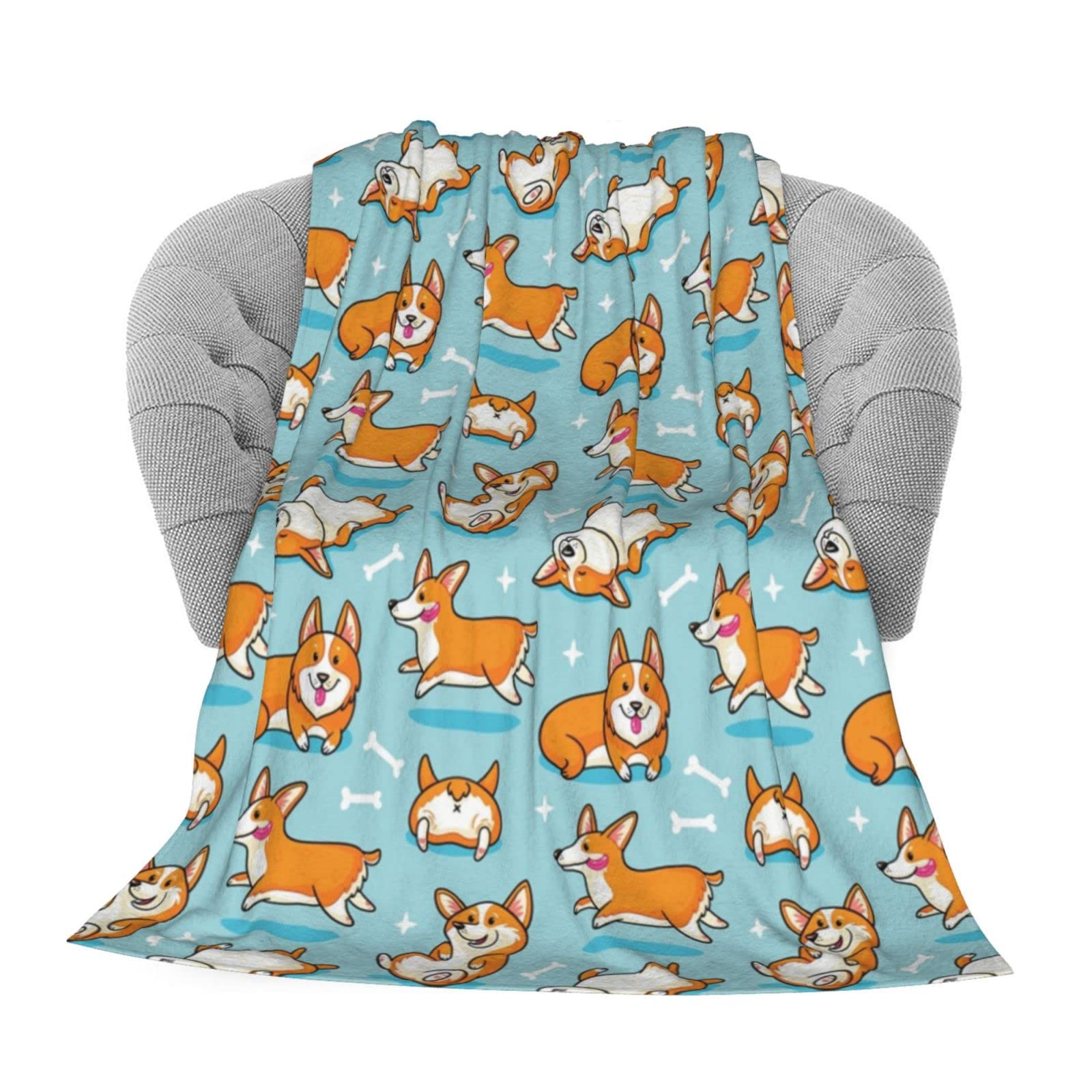 Corgi Dog Fleece Blanket - Super Soft Plush Throw for Couch, Bed & Travel - 60
