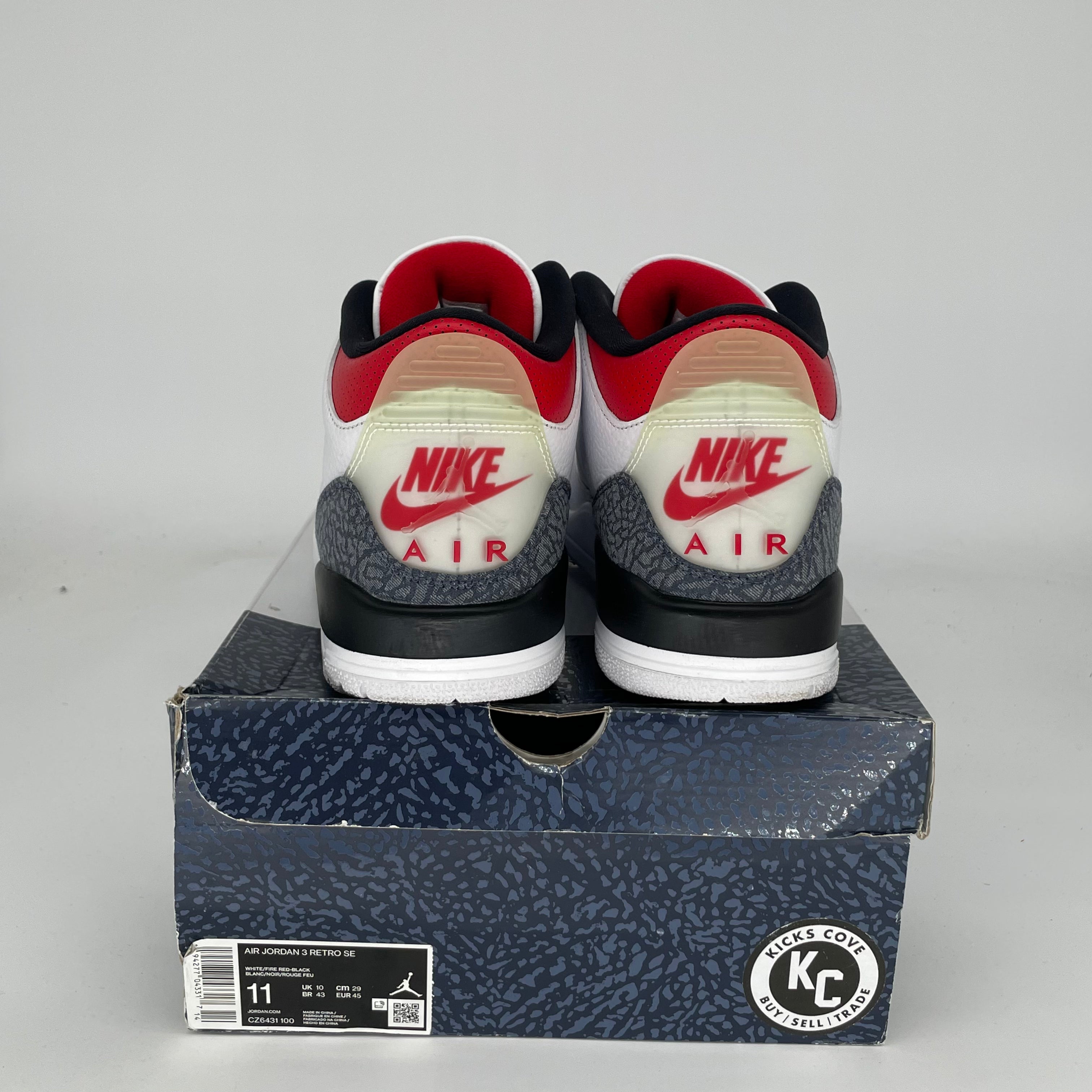 Original Title: AIR JORDAN 3 FIRE RED DENIM SIZE 11 CZ6431 100   Optimized Title: **Authentic Air Jordan 3 Retro 