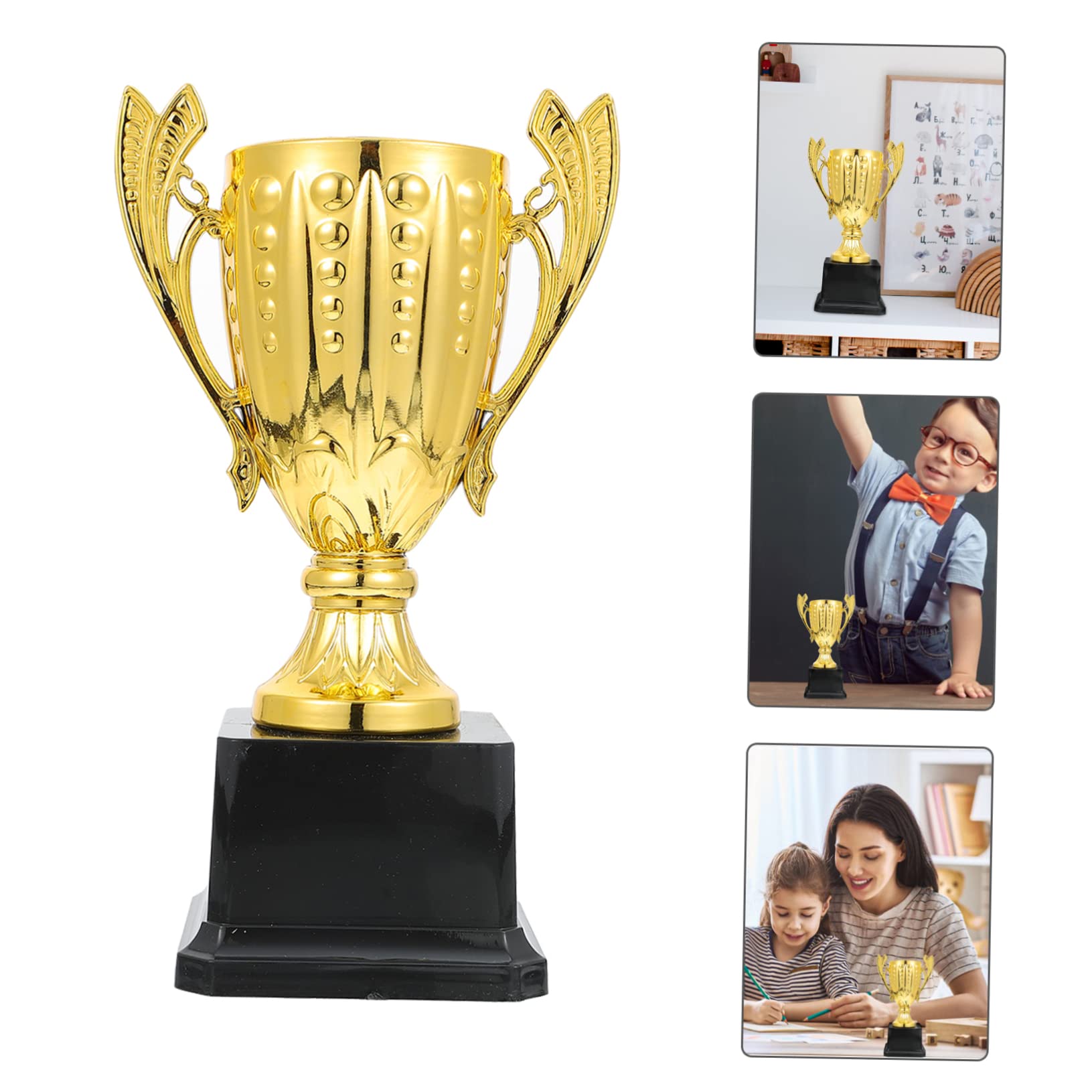 WOONEKY 1pc Golden Plastic Trophy Cup - Competition Award, Winning Prize for Sports, Academic Achievements & Corporate Events - Perfect for School Awards, Office Recognition & Tournament Ceremonies