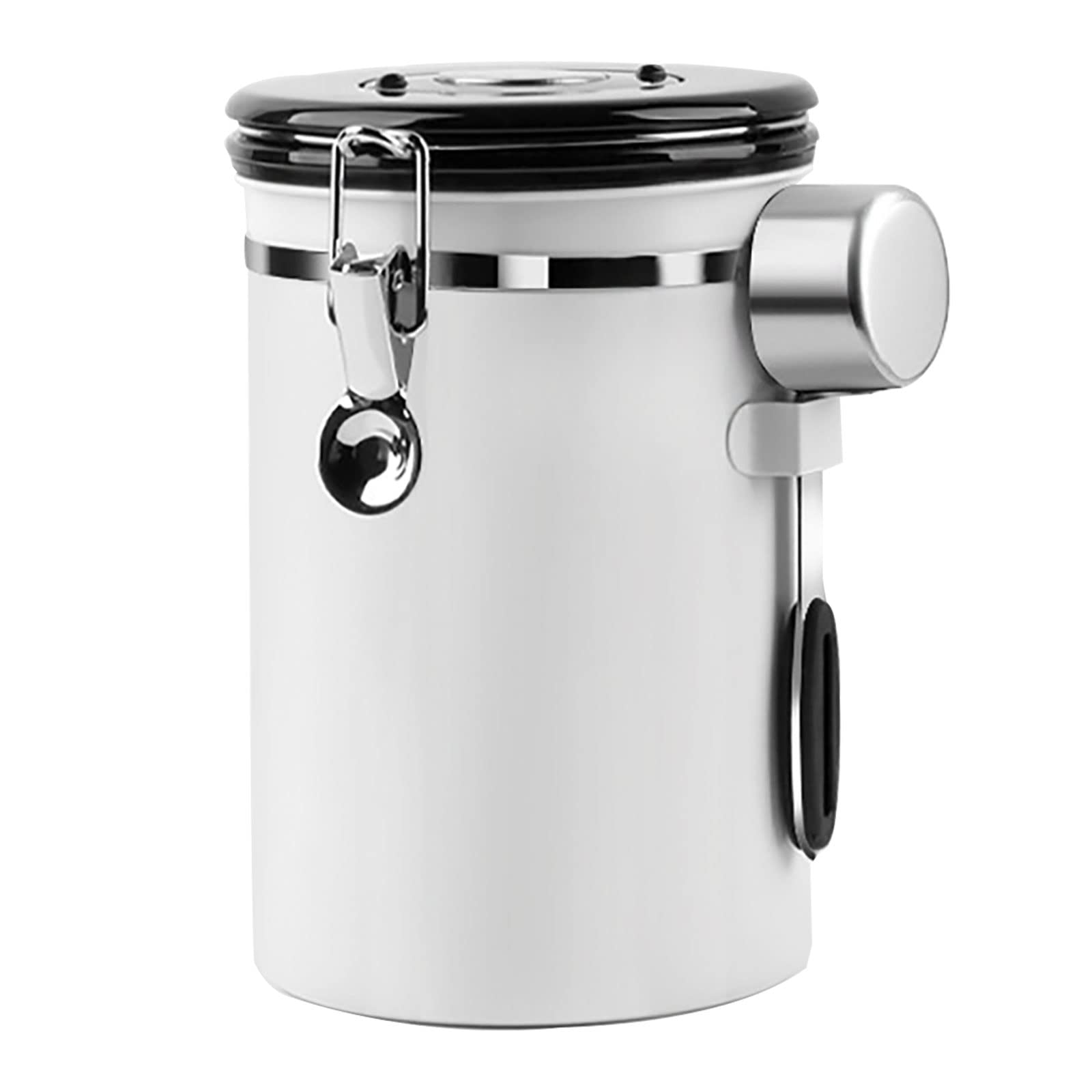 Premium Stainless Steel Coffee Container with Airtight Seal & Breather Valve - 34oz Coffee Beans Storage Jar with Scoop for Fresh Coffee, Tea, Nuts - Ideal for Kitchen Countertop & Pantry Organization