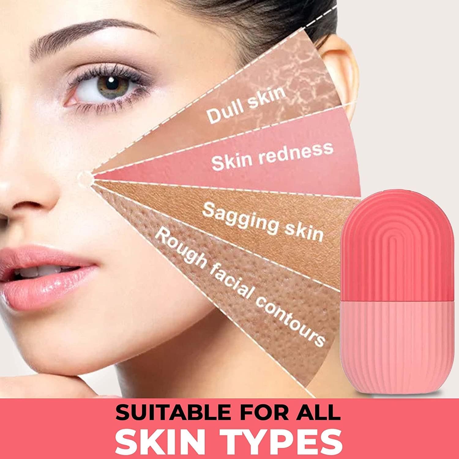 INDICUL Ice Roller for Face - Cooling Face Massager to Enhance Skin Glow, Shrink & Tighten Pores | Reusable Facial Ice Treatment Roller for Puffiness & Inflammation Relief (Pink) | Perfect for Morning Routine & Post-Workout Skin Care