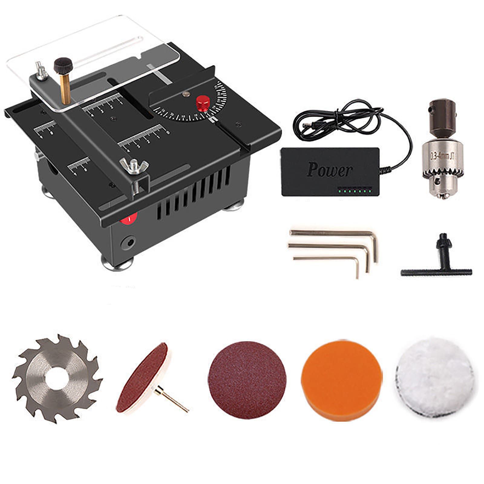 24V 100W Electric Table Saw - Mini Desktop Wood Cutting Tool with Adjustable Speed & Angle, Portable Chainsaw for Wood, Plastic, Acrylic Materials | Perfect for DIY Projects, Home Renovation & Craft Work