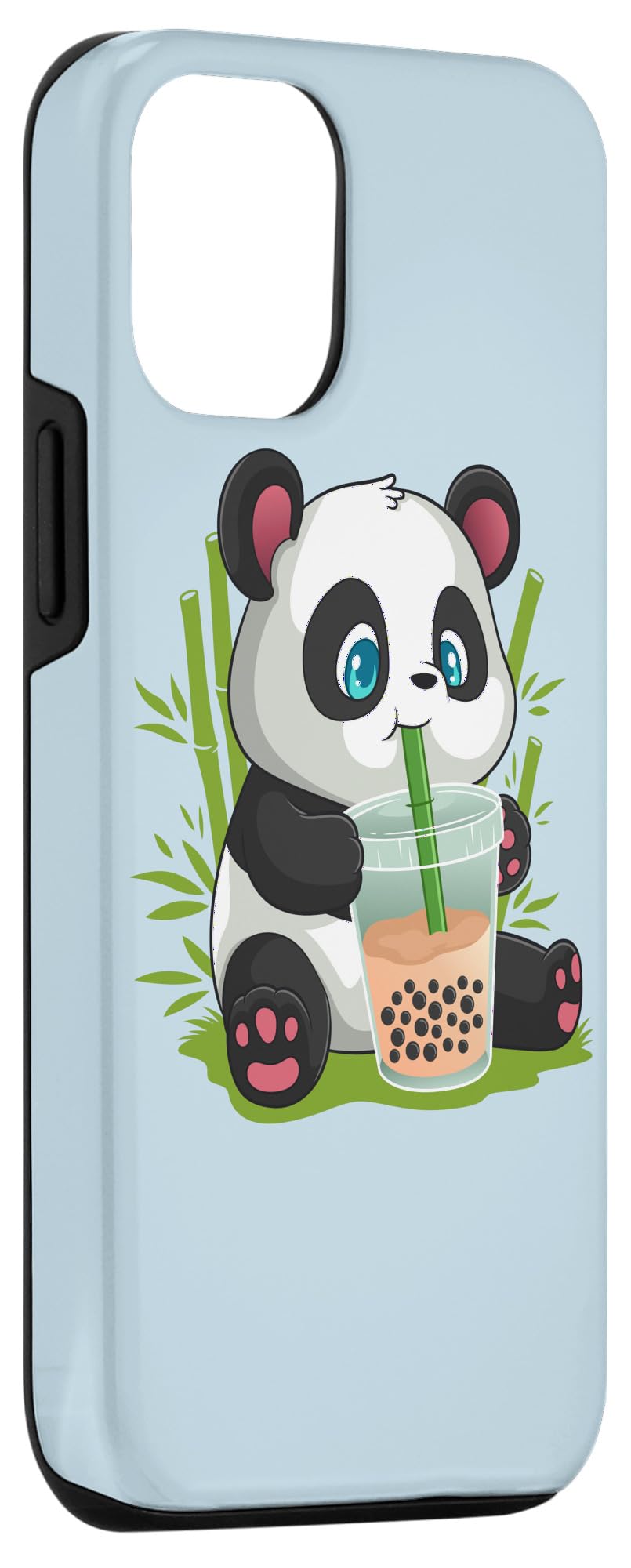 Cute Anime Panda iPhone 12/12 Pro Case - Kawaii Japanese Bubble Boba Tea Phone Cover for Otaku Fans - Perfect for Anime Lovers, Tea Enthusiasts & Kawaii Fashion Accessories