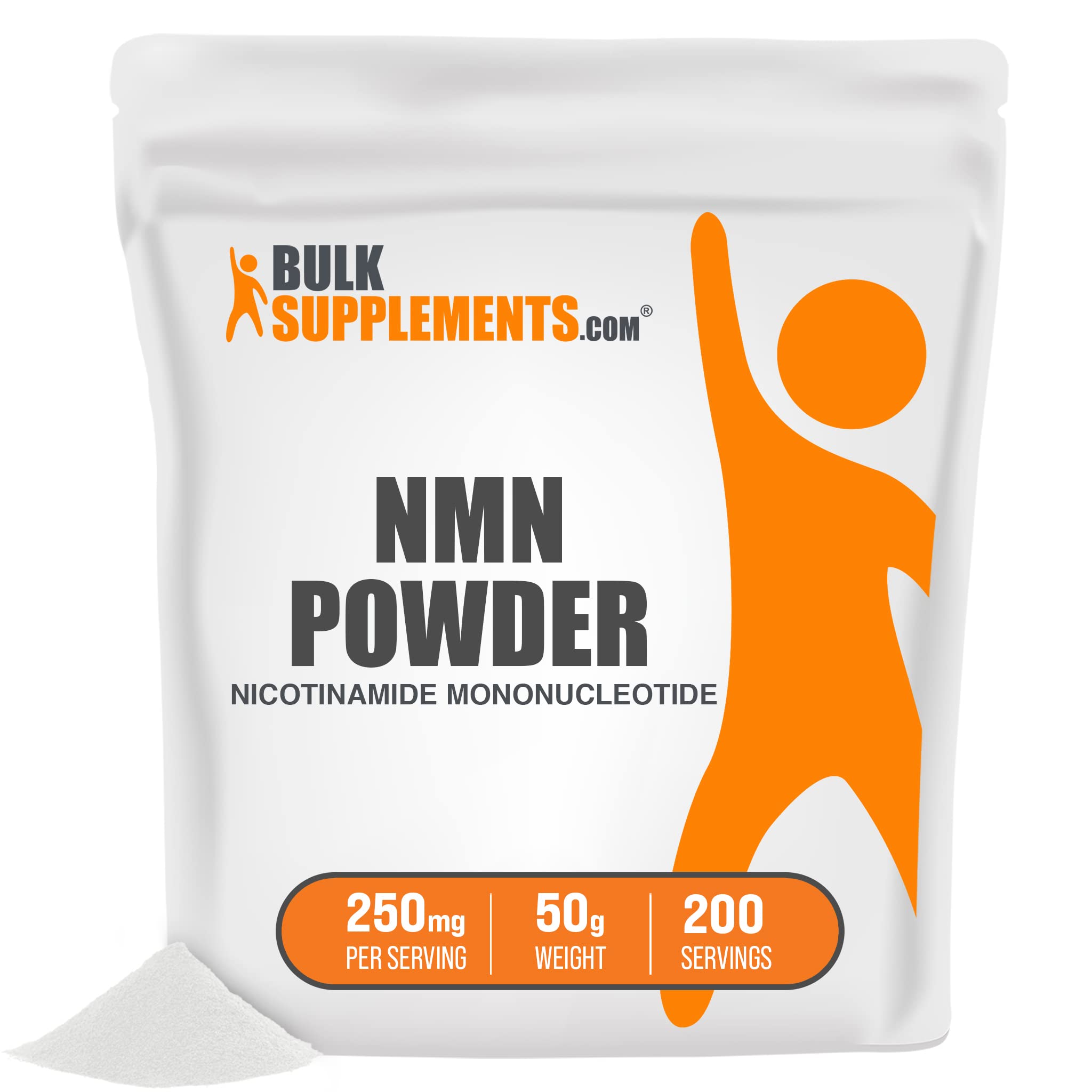 BulkSupplements.com Pure NMN Powder (Nicotinamide Mononucleotide) 50g - NAD+ Booster Supplement for Anti-Aging & Cellular Energy - Supports Metabolism & Brain Health - Use for Longevity, Fitness Recovery & Daily Wellness
