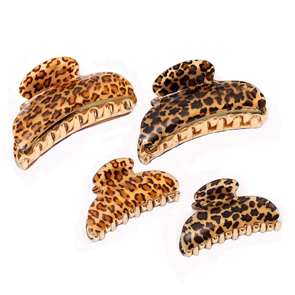 4 Pcs Tortoise Shell Banana Hair Clips - Large Leopard Print Vintage French Barrettes for Women | Perfect for Updos, Ponytails & Everyday Hairstyles