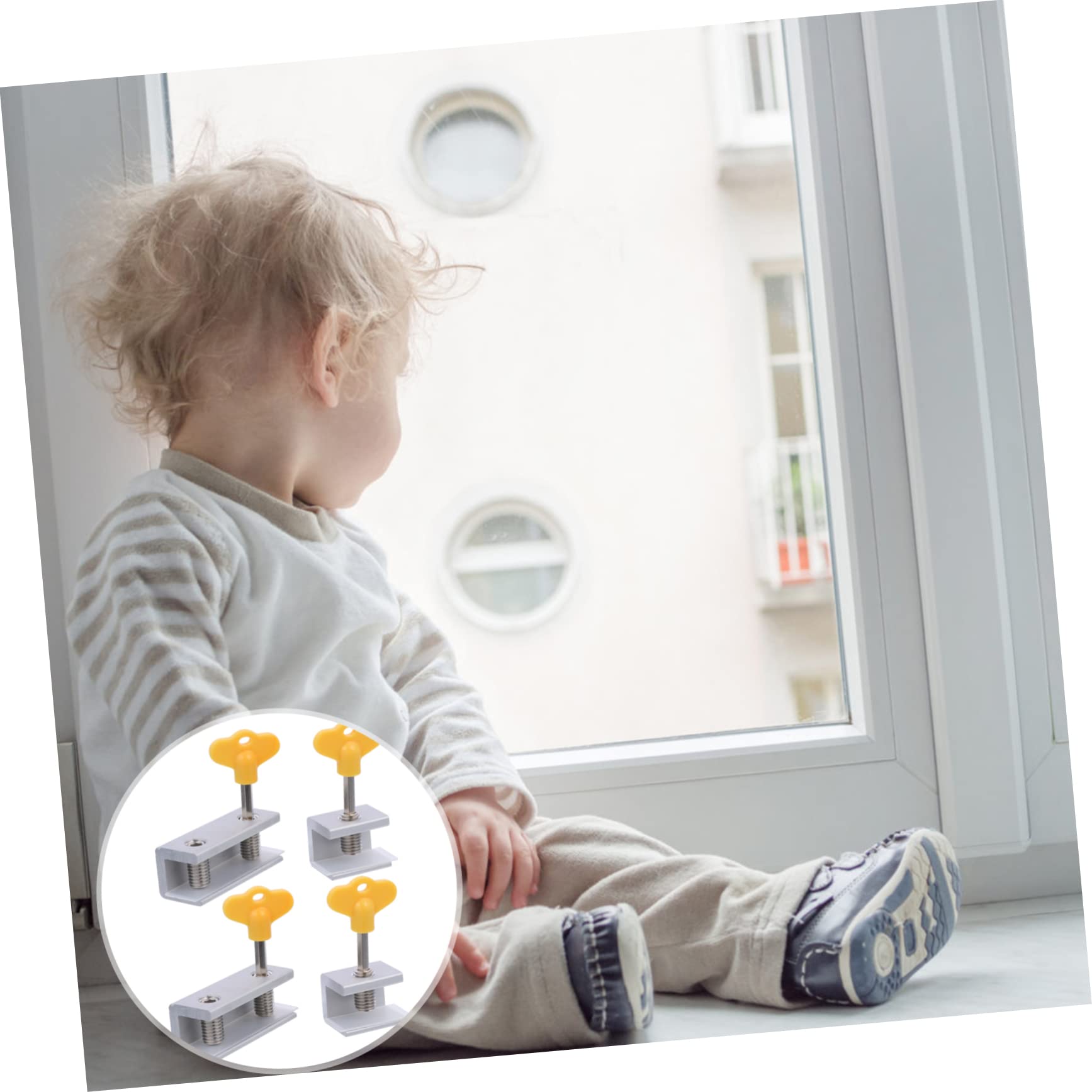 KITANDOVE 4-Pack Sliding Window Security Locks with Keys - Childproof & Burglar Proof for Home & Office Safety - Prevent Falls & Break-Ins - Ideal for Bedrooms, Living Rooms & Basement Windows